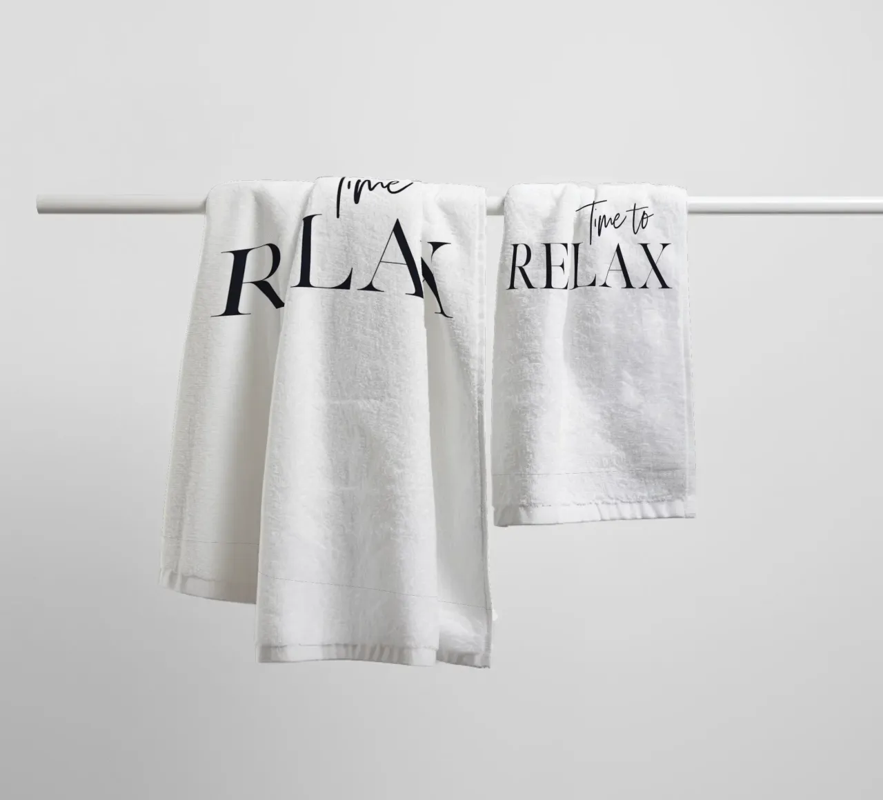 Time to Relax - Design tipografico minimalista asciugamano da bagno da Whole©
