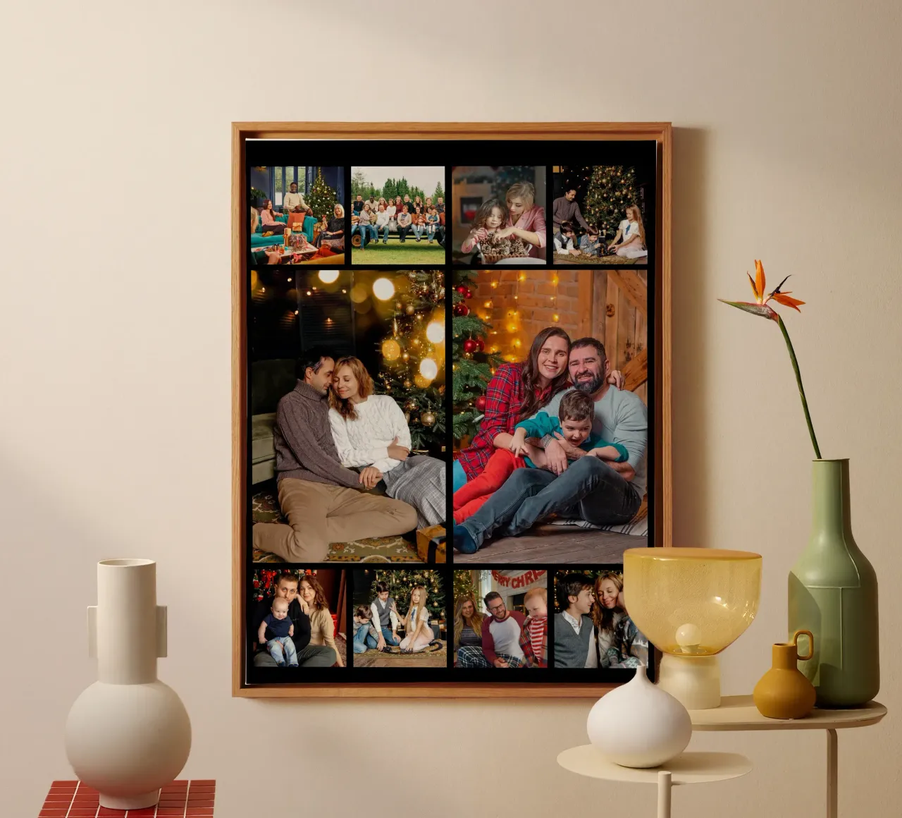 Personalisierte Weihnachten Custom 10 Foto-Collage Leinwand mit Schattenfugenrahmen von Shark Printables