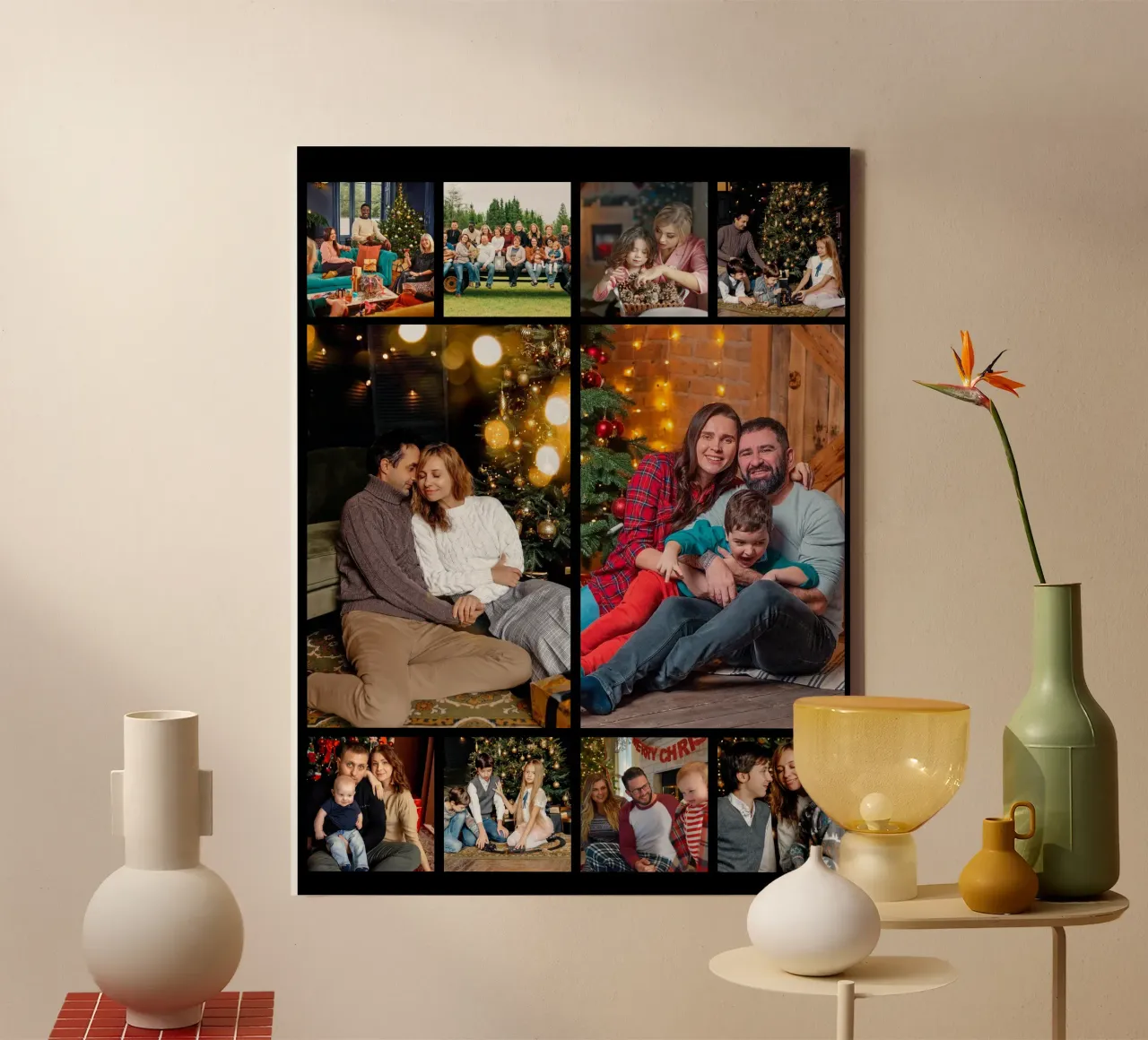 Personalisierte Weihnachten Custom 10 Foto-Collage Leinwand mit Schattenfugenrahmen von Shark Printables