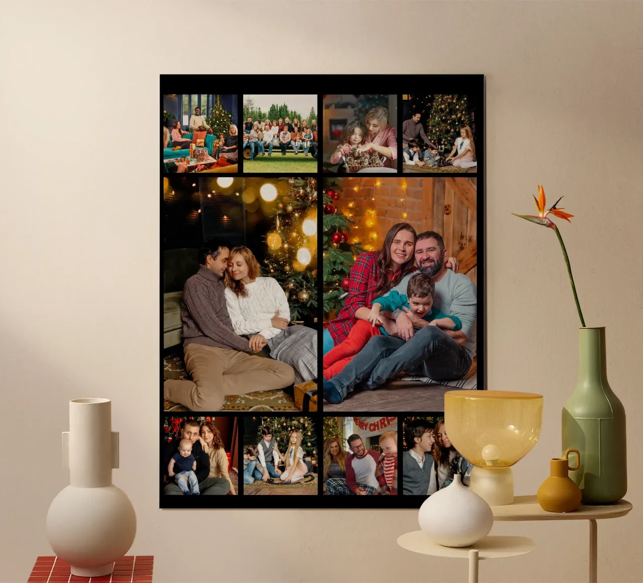 Collage personalizzato di 10 foto di Natale poster con telaio in alluminio da Shark Printables