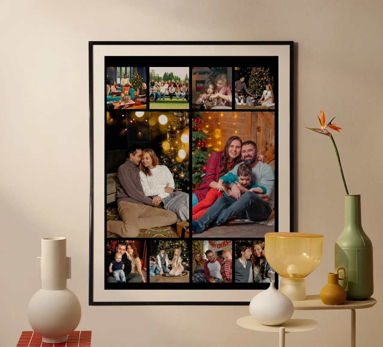 Collage personalizzato di 10 foto di Natale poster con telaio in alluminio da Shark Printables