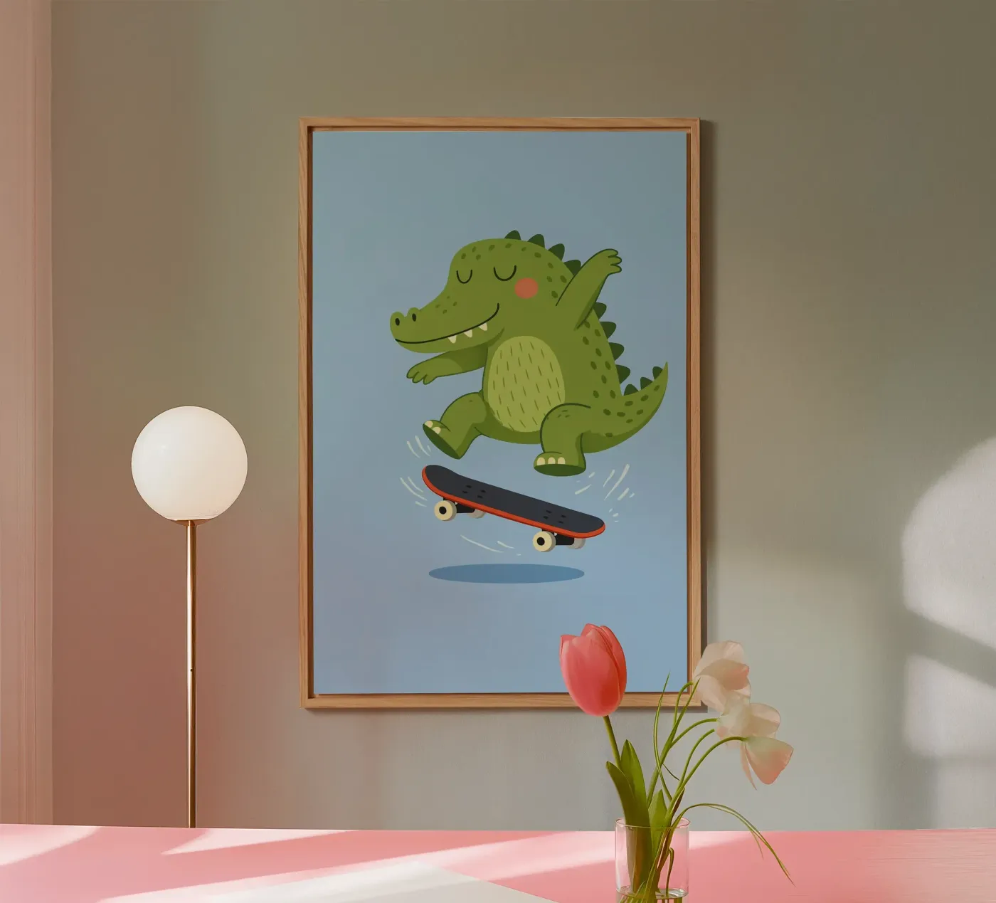 Skating Crocodile forex-plaat van Tiny Tails & Stripes