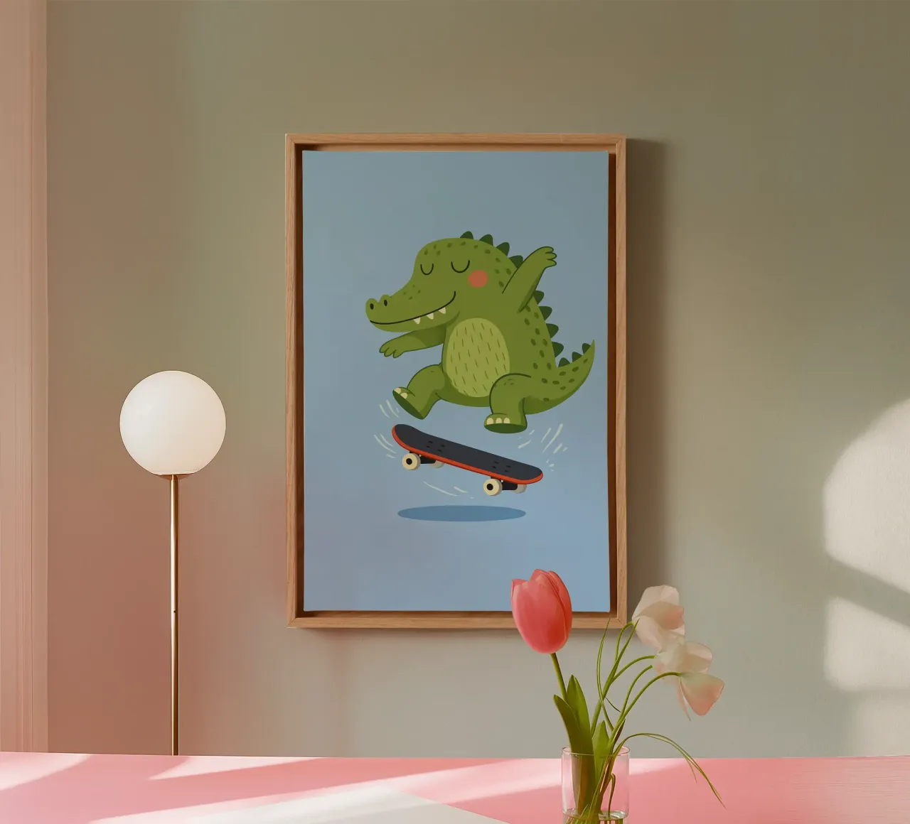 Skating Crocodile canvas by Tiny Tails & Stripes