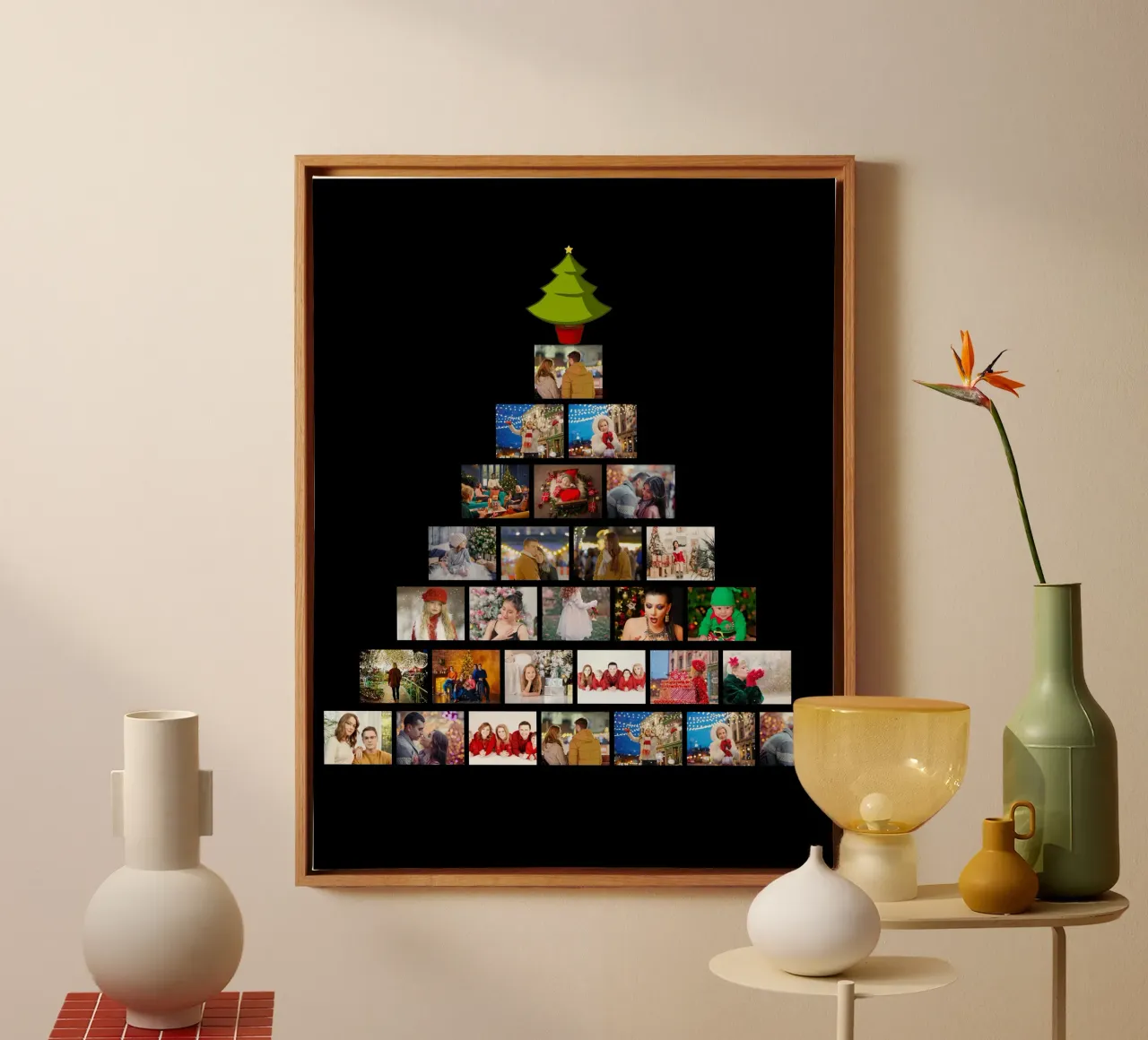 Personalized Christmas Custom 28 Photo Collage canvas with Floater frame by Shark Printables