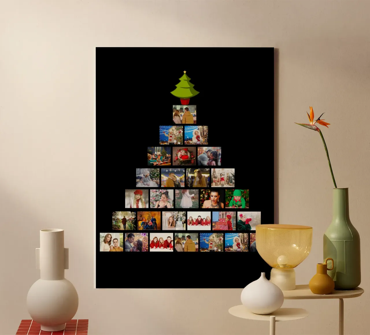 Personalized Christmas Custom 28 Photo Collage canvas with Floater frame by Shark Printables
