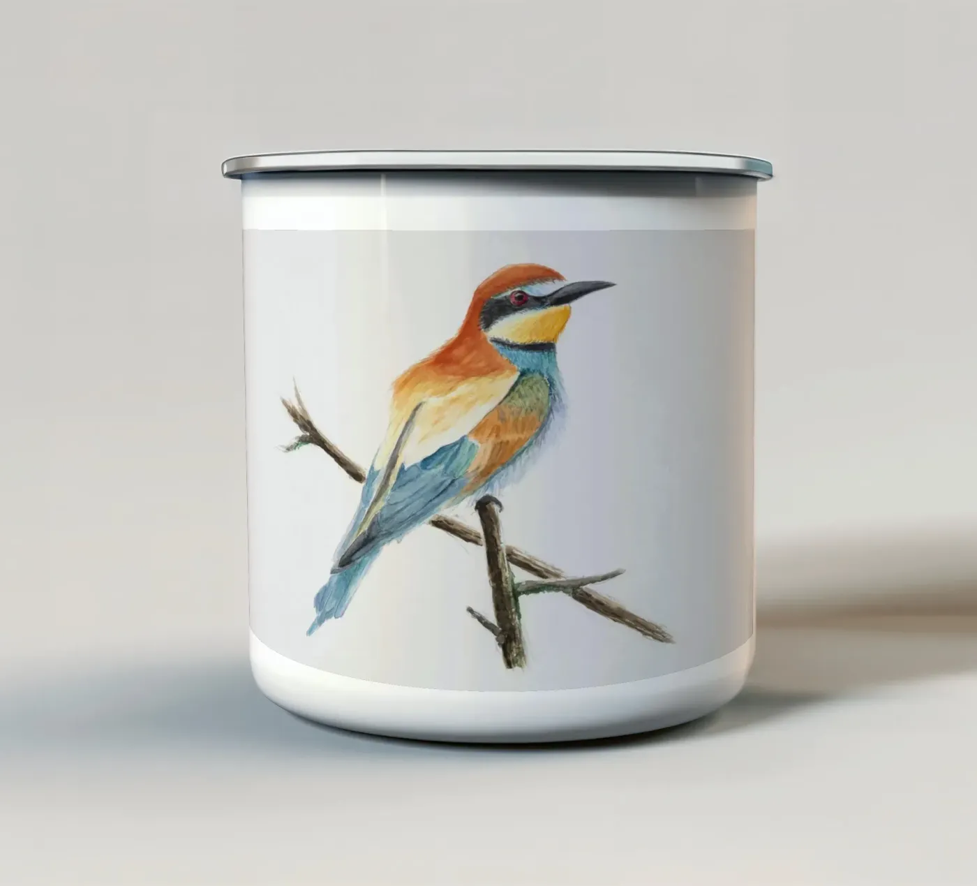 Bee-eater "Merops apiaster" enamel mug by Barbara Buderath Illustrationen