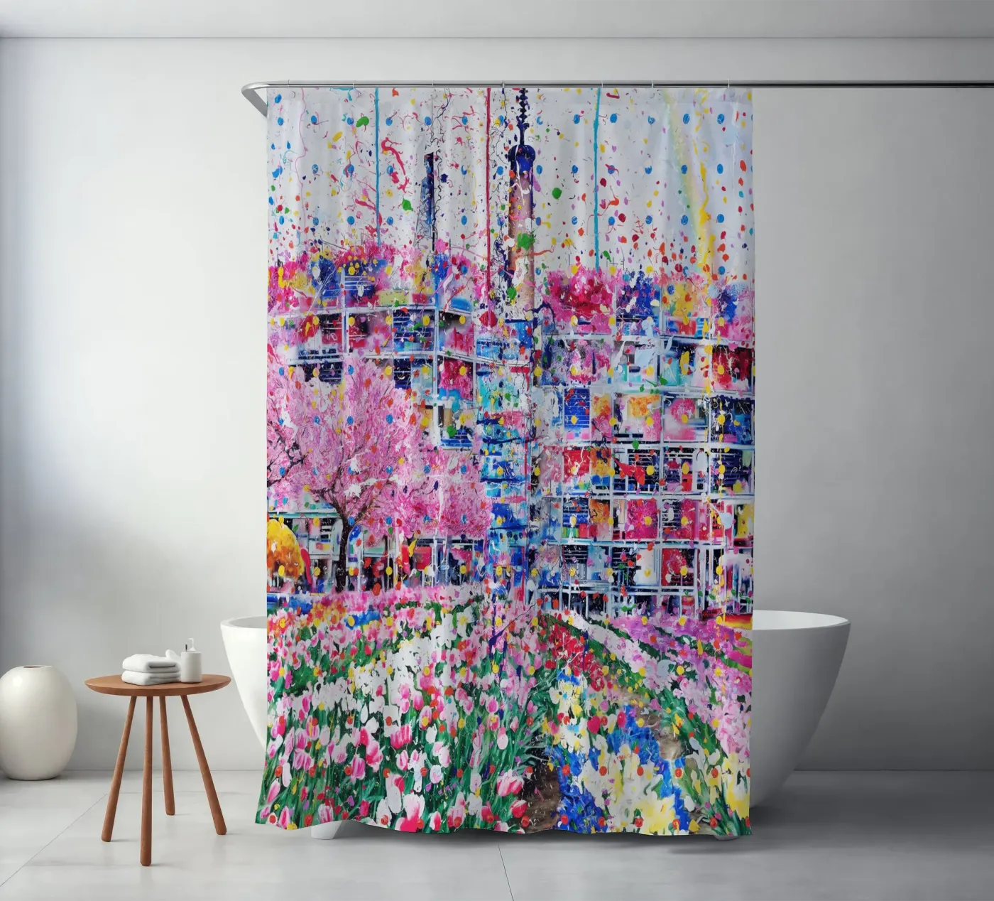 Civilisation Exploding shower curtain by Melanidongs
