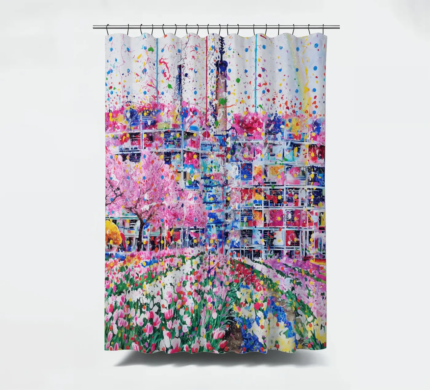 Civilisation Exploding shower curtain by Melanidongs