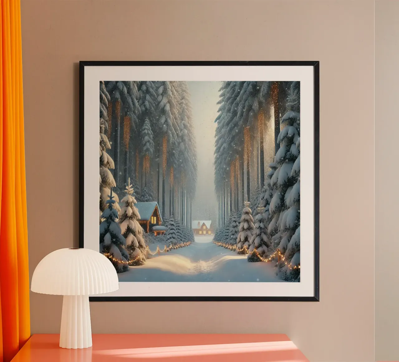 Winter Wonderland Weihnachtsposter – Schneeland poster with wooden frame by Christmas Shop