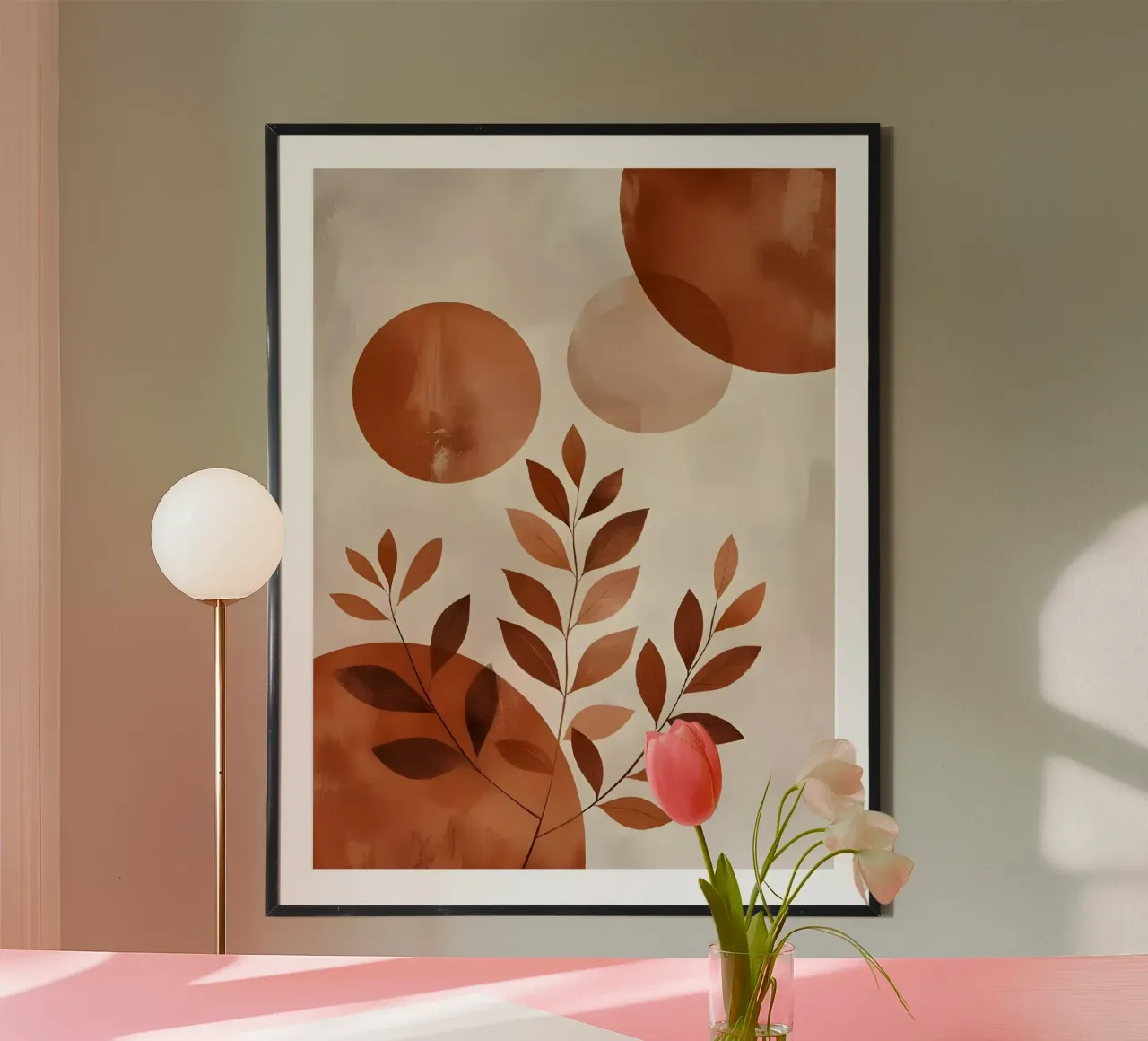 Zen terrestre: Astratto minimalista poster con telaio in legno da Artistic-shop