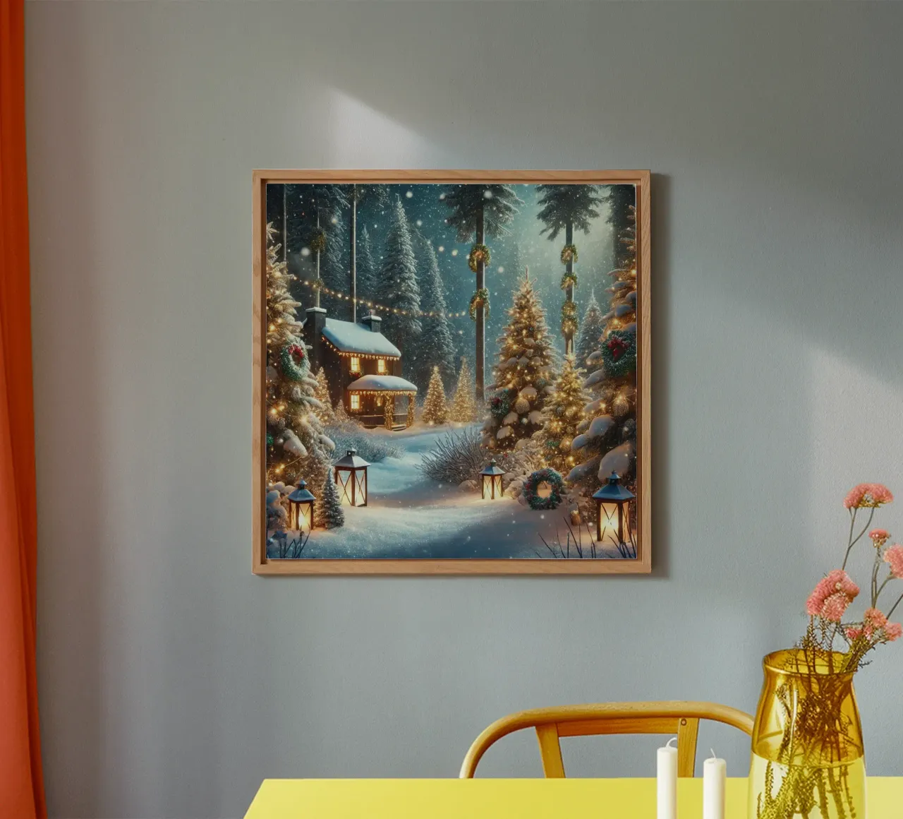 Christmas Lights - Festliche Schneelandschaft alu-dibond by Christmas Shop
