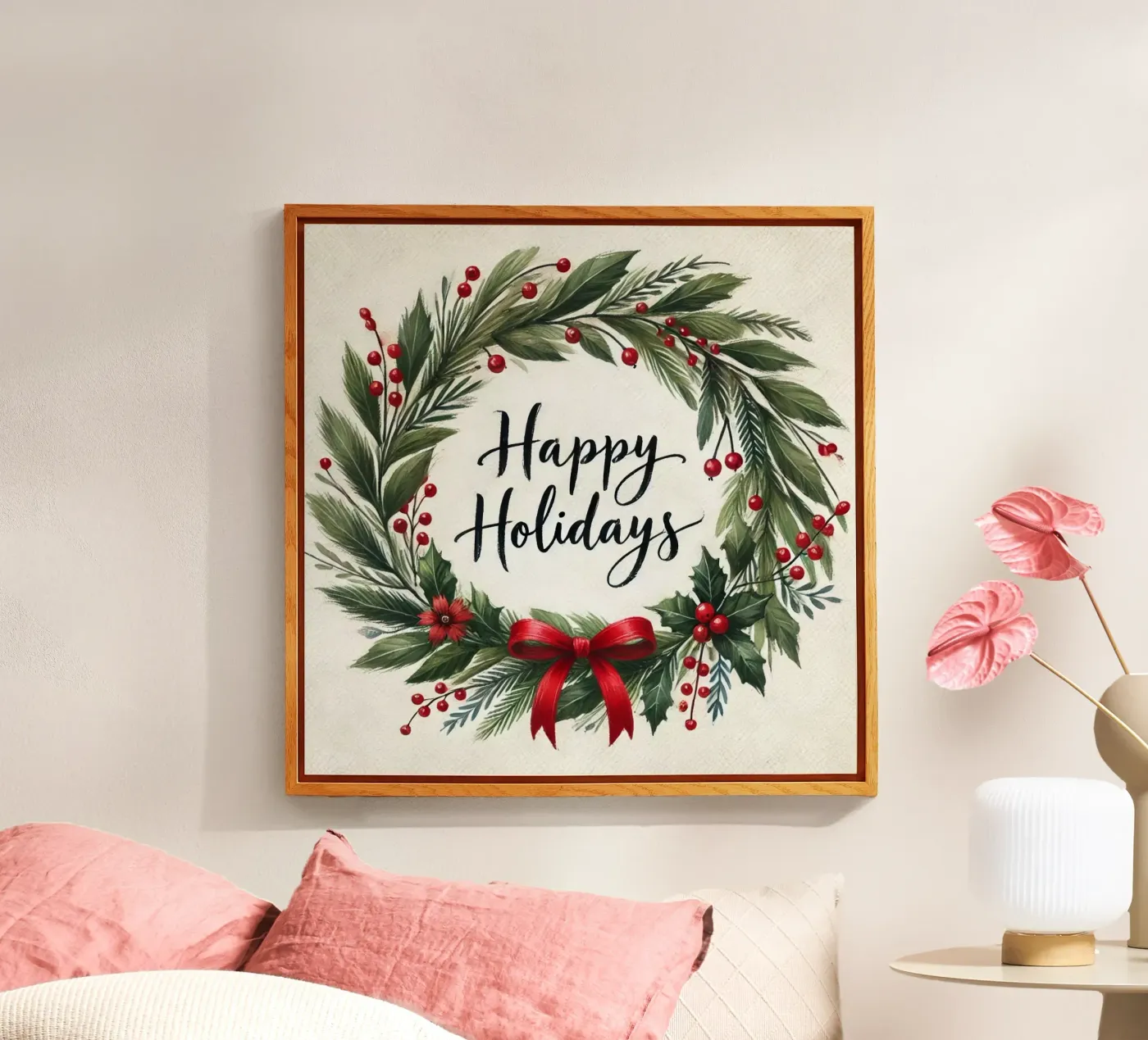 Weihnachtskranz mit "Happy Holidays" plexiglass da Christmas Shop