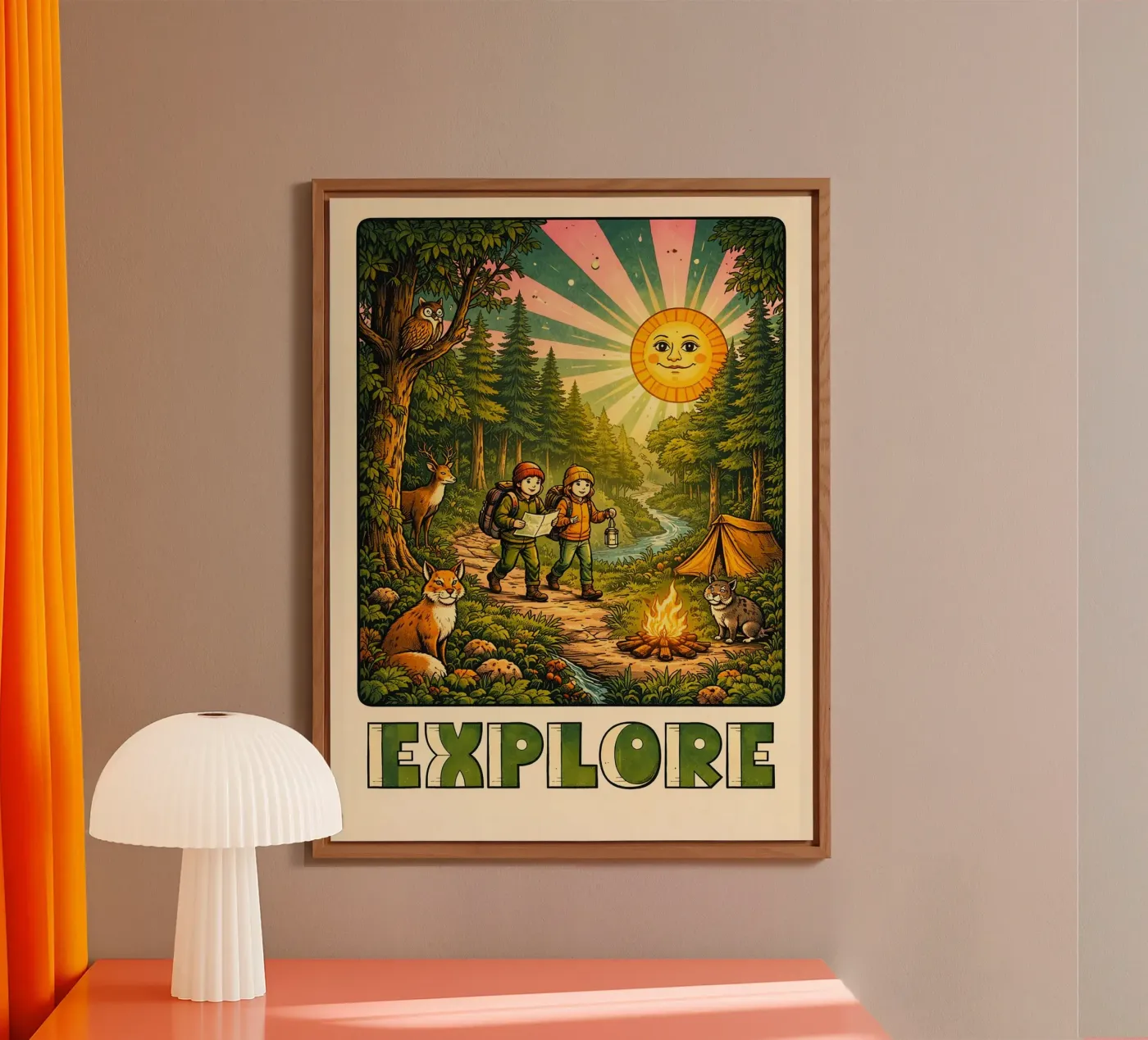 EXPLORING THE FOREST - children's bedroom forex plate by The Little Animals Club