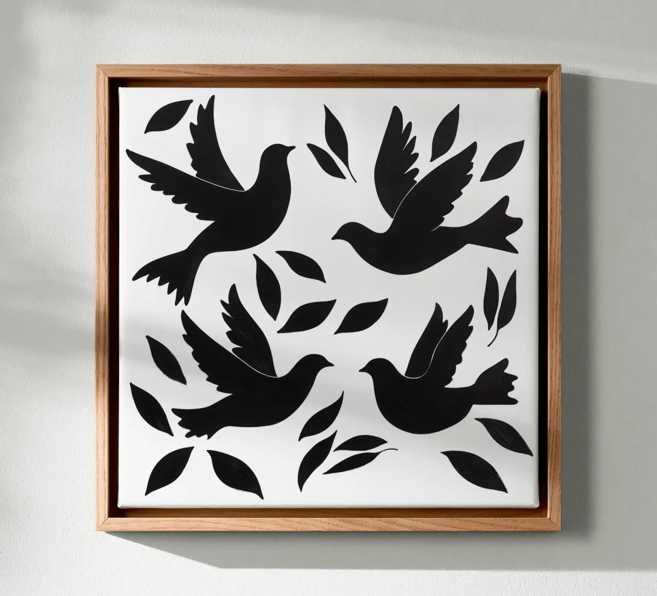 Friedens-Tauben Design Pattern Leinwand mit Schattenfugenrahmen von Autofocus