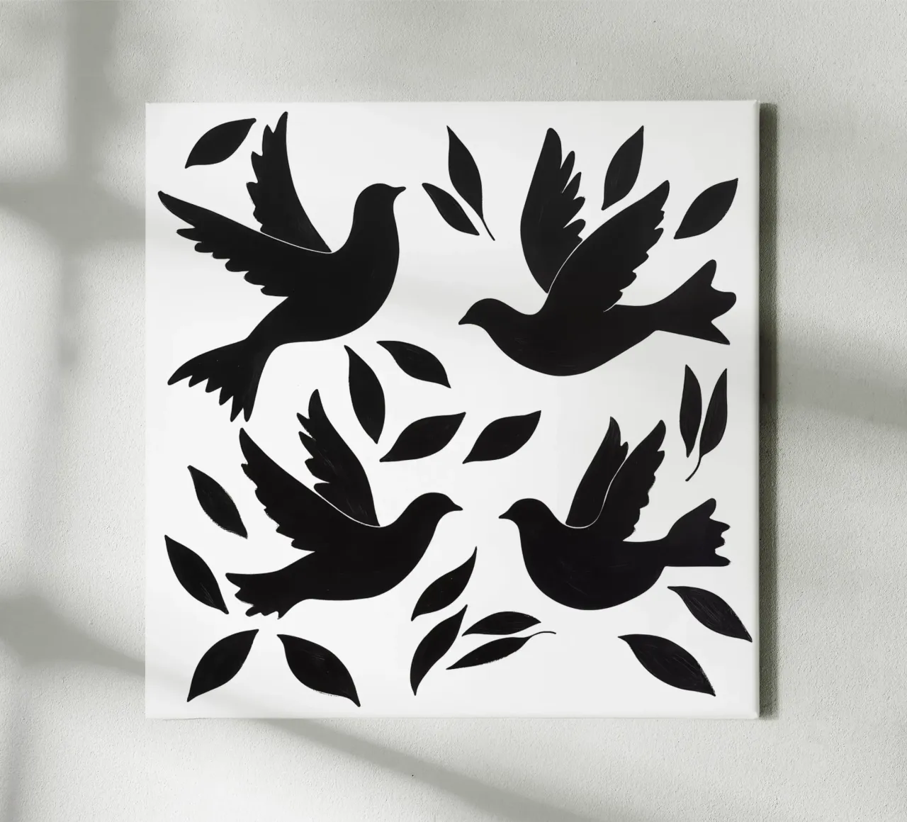 Friedens-Tauben Design Pattern Leinwand mit Schattenfugenrahmen von Autofocus