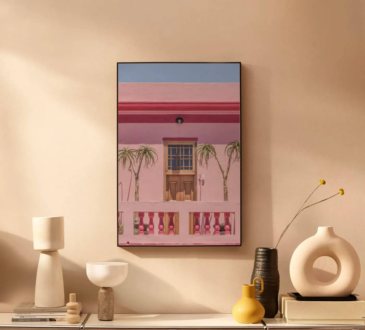 pink house acrylic glass by memory in photograph