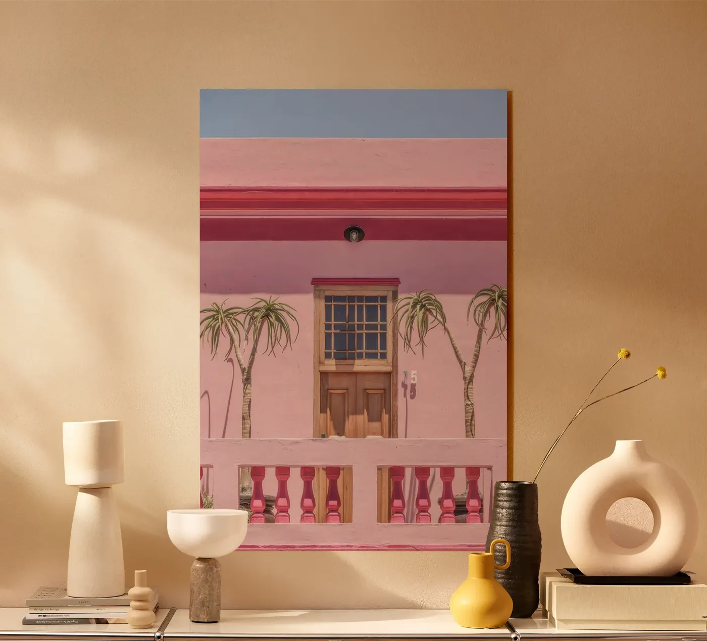 pink house acrylic glass by memory in photograph