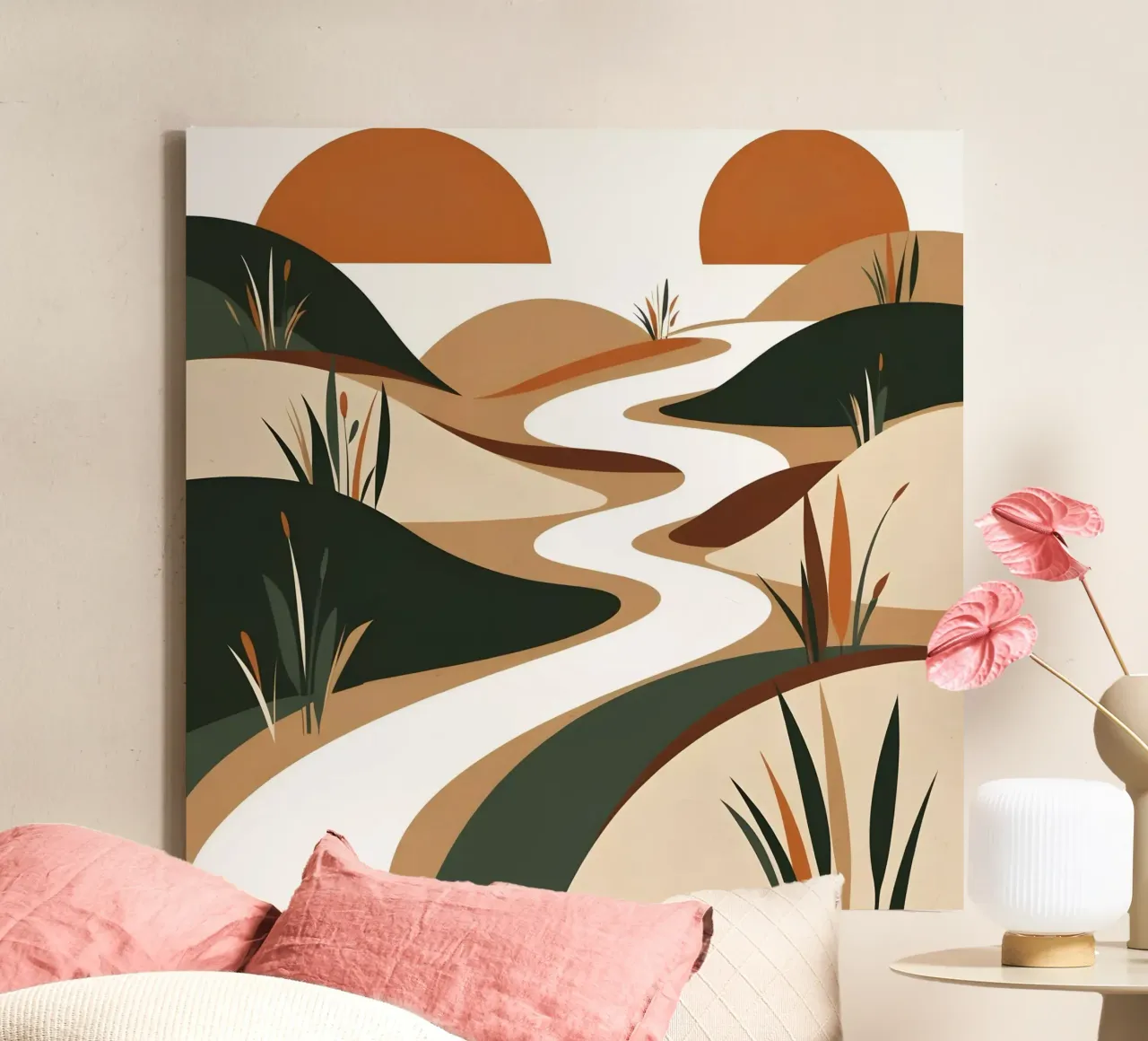 Serene zonsondergang canvas met Baklijst van Artistic-shop