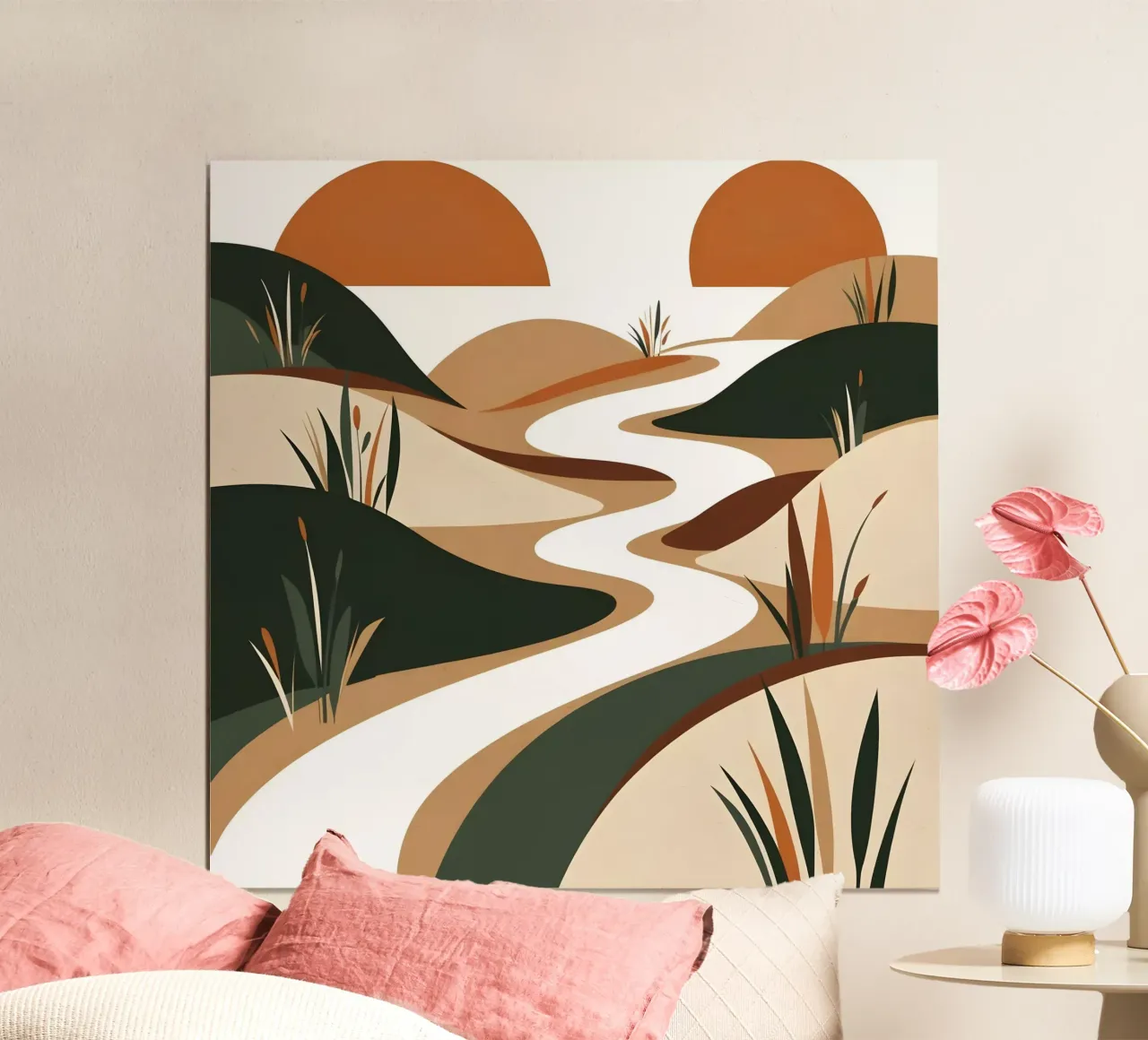 Serene Sunset River poster with wooden frame by Artistic-shop