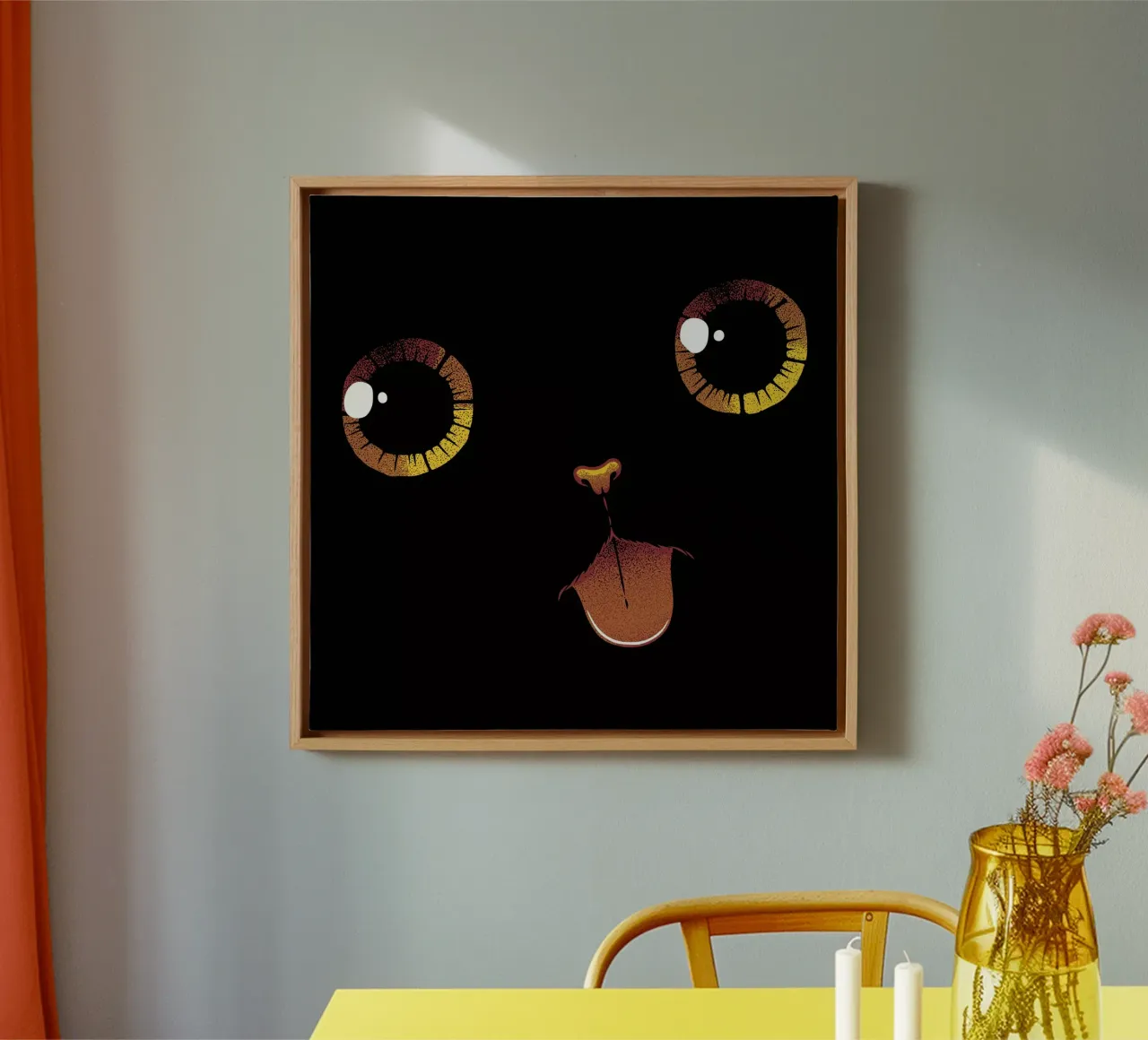 Chat noir mignon Langue minimaliste toile avec Caisse américaine de Tobe Fonseca