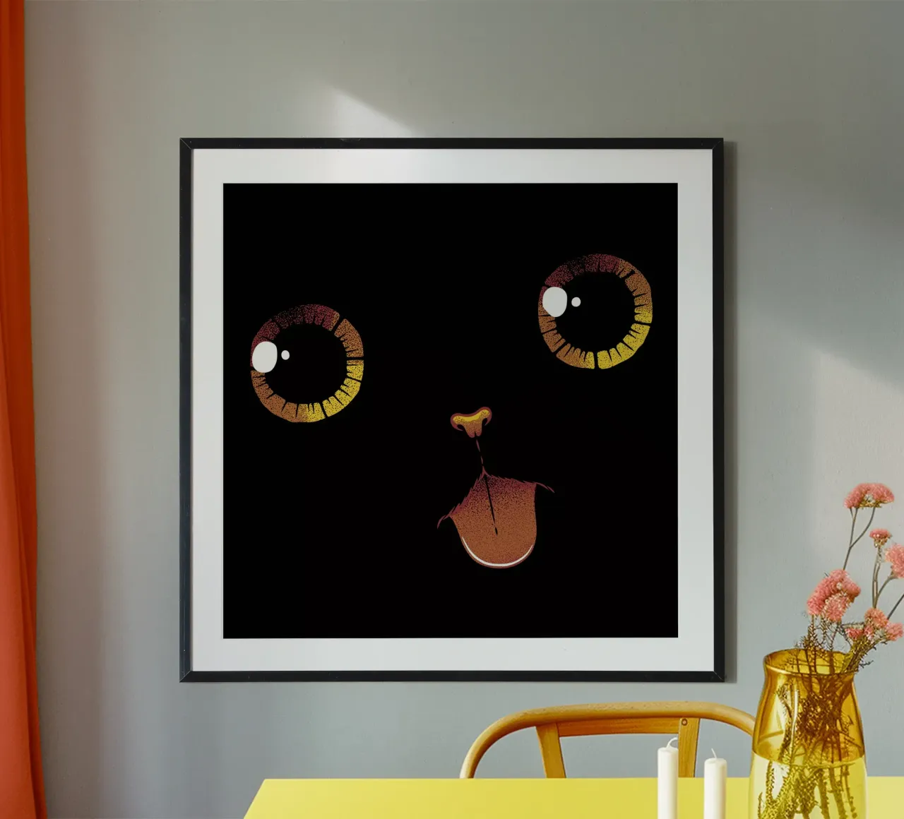 Cute Black Cat Minimalist Tongue hahnemühle by Tobe Fonseca