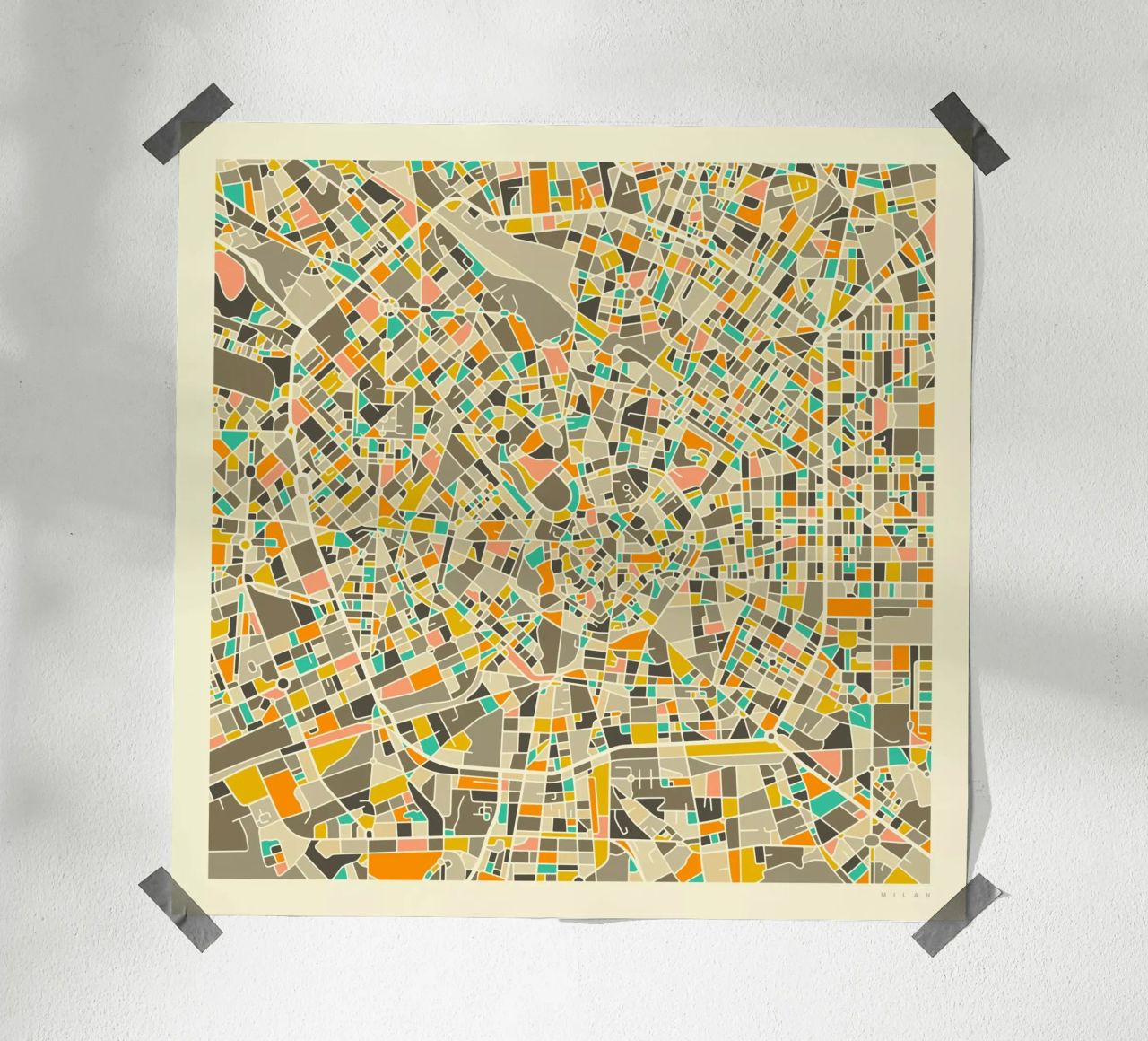 Milan Map poster de Jazzberry Blue