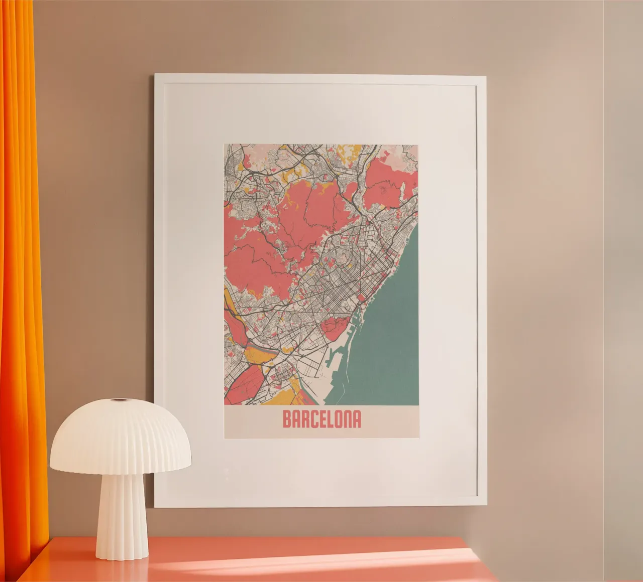Barcelona City Map - Stylish Art Print | FineArt Print poster by MOOODZART