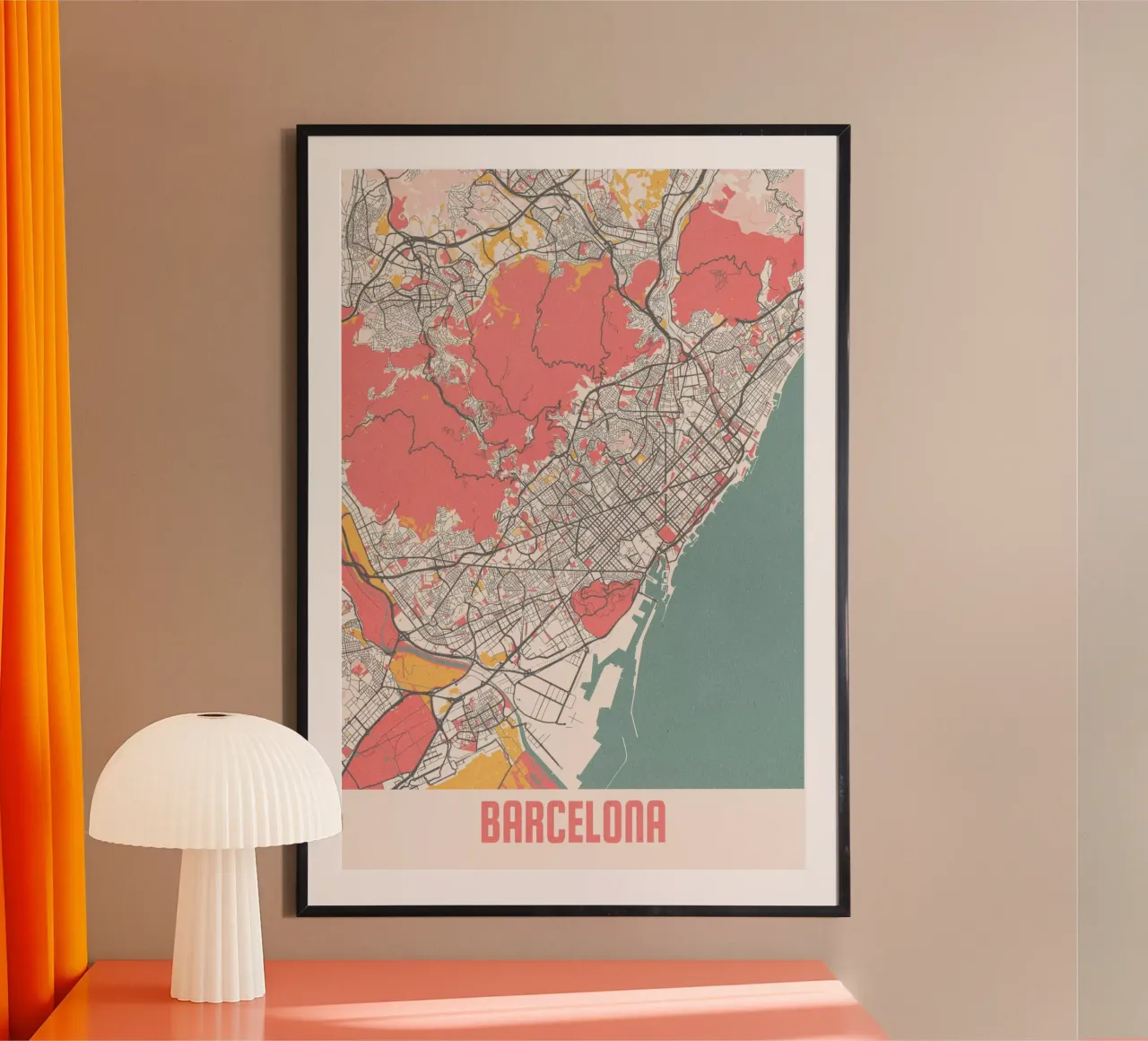 Barcelona City Map - Stylish Art Print | FineArt Print poster by MOOODZART