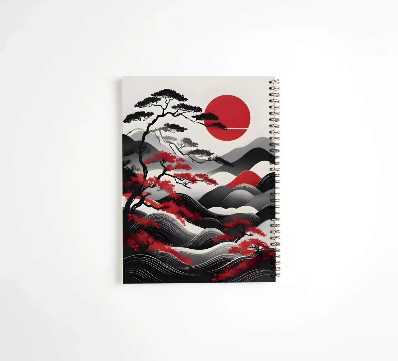 Zen Sunrise: A Minimalist Japanese Landscape spiral notebook by Artistic-shop