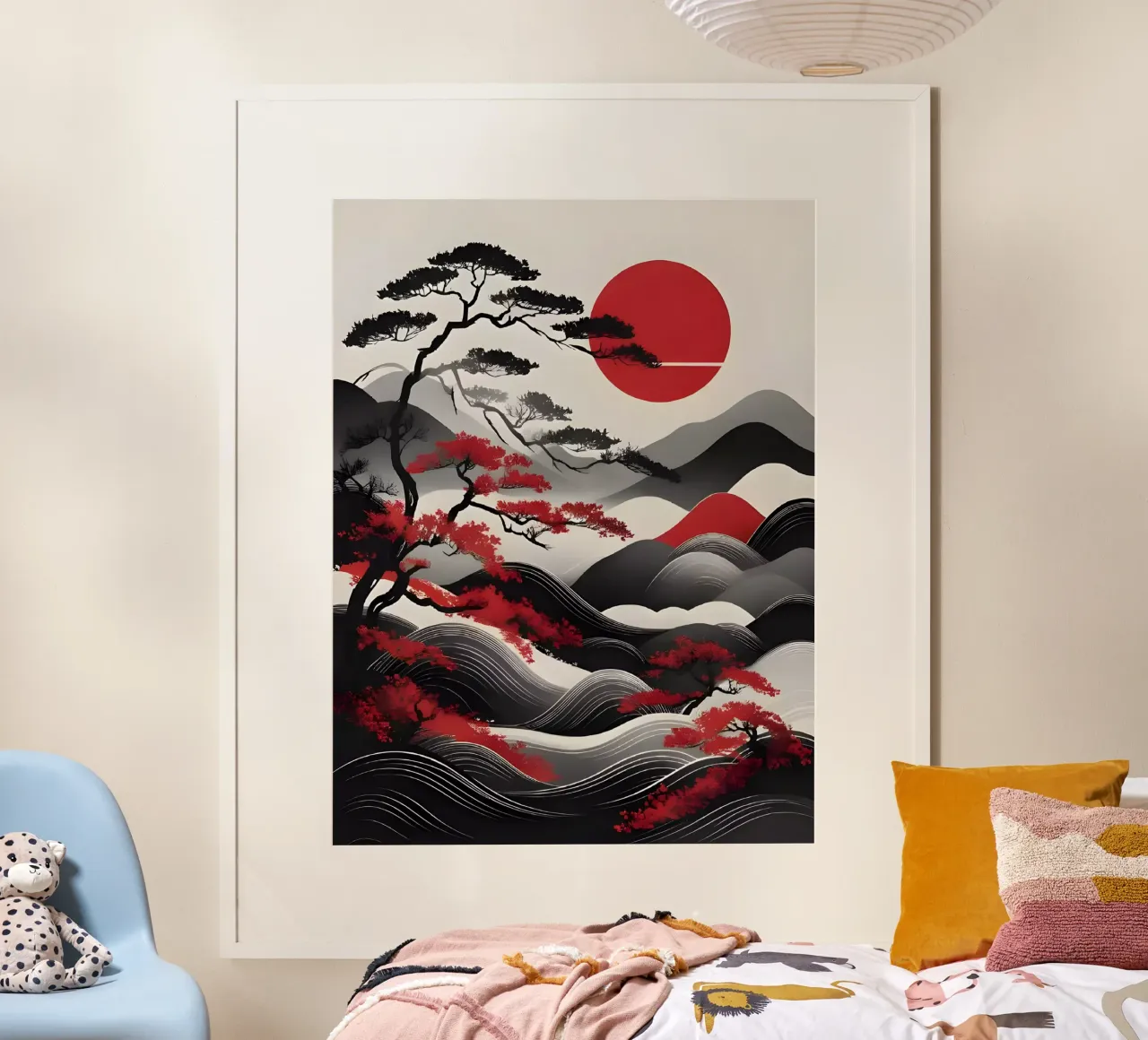 Alba Zen: Un paesaggio giapponese minimalista poster con telaio in plastica da Artistic-shop