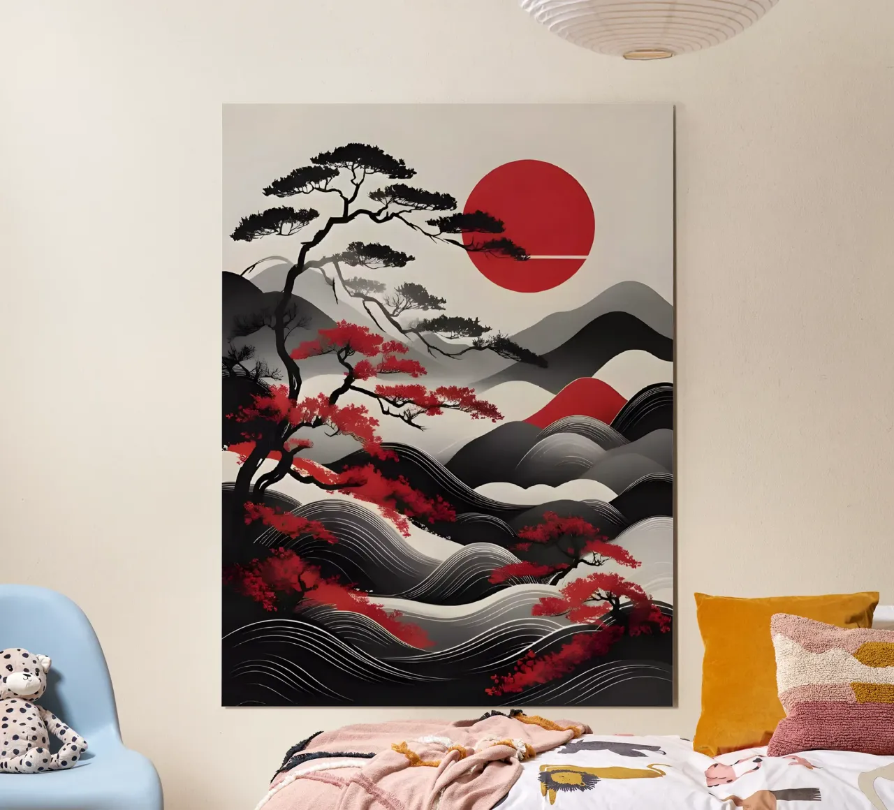 Alba Zen: Un paesaggio giapponese minimalista poster con telaio in plastica da Artistic-shop