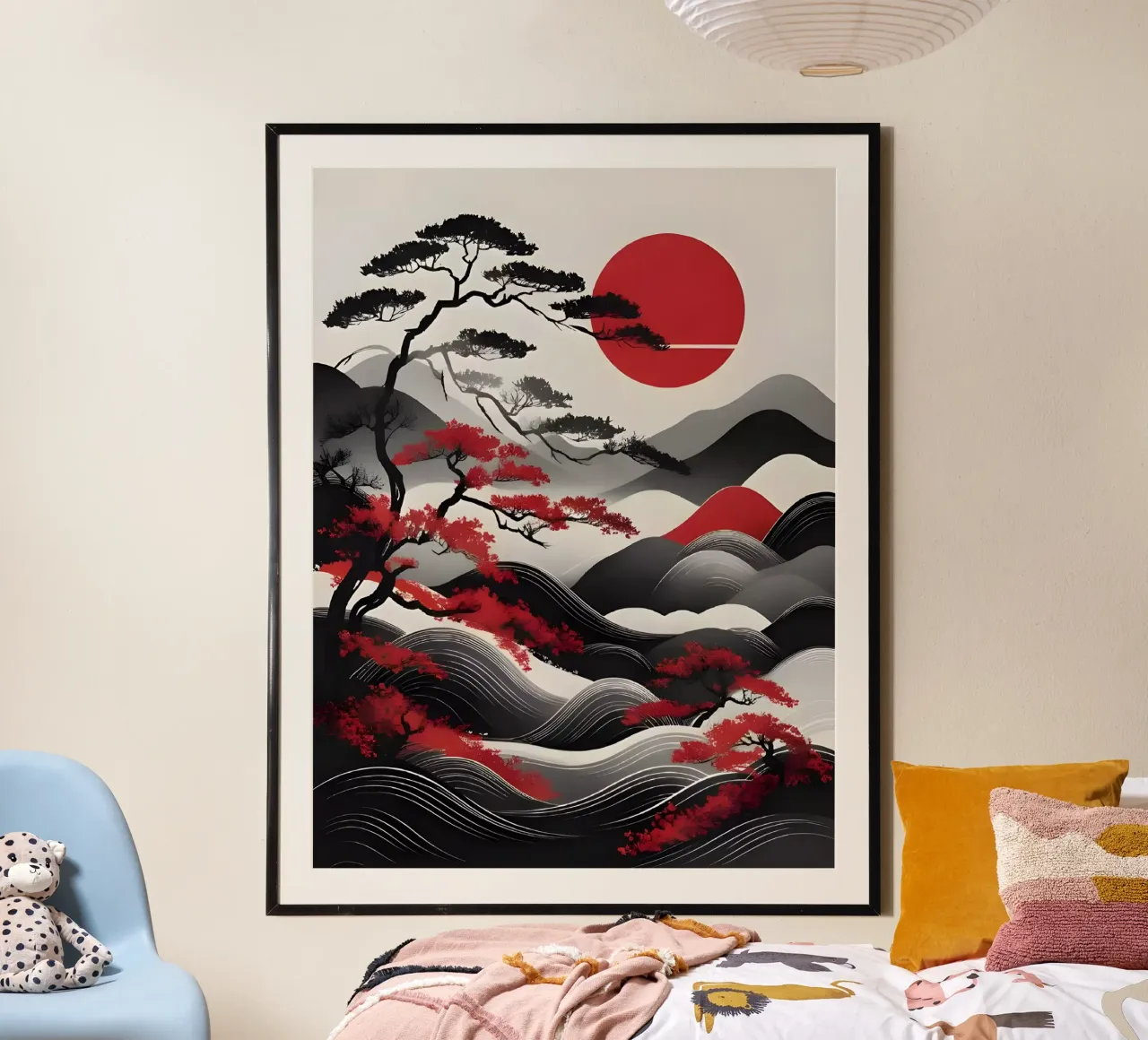 Alba Zen: Un paesaggio giapponese minimalista poster con telaio in plastica da Artistic-shop