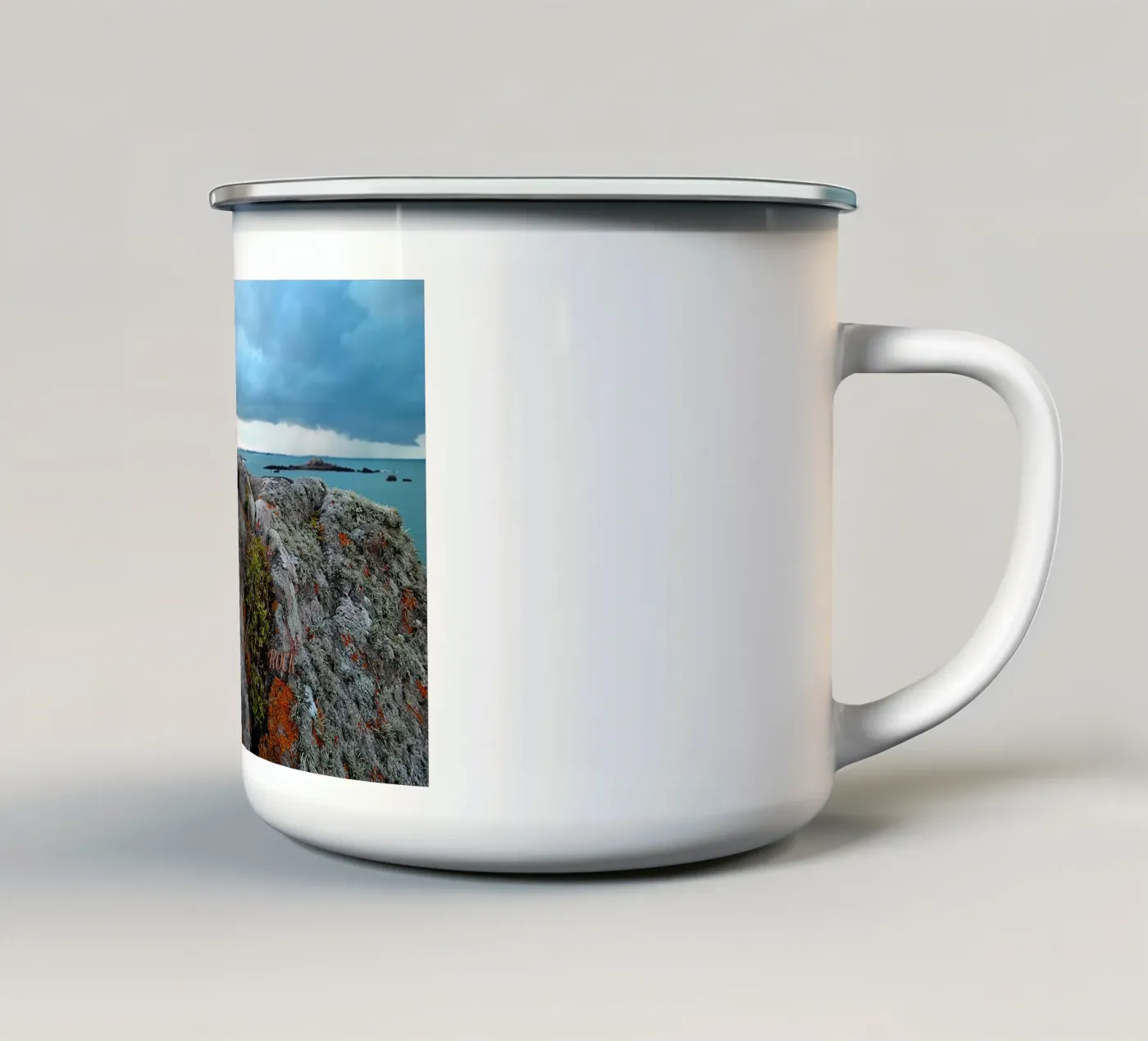 SOLID AS A ROCK. enamel mug by TYPOGRAPHY BY THIERRY VOBMANN