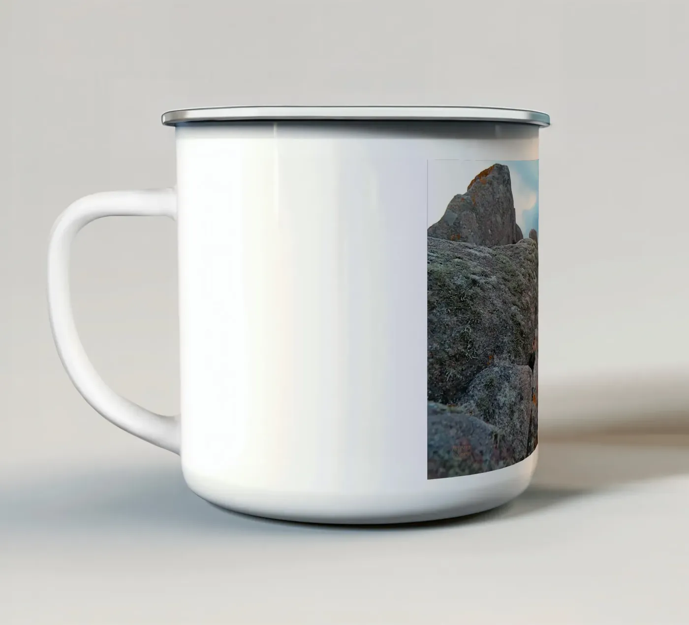 SOLID AS A ROCK. enamel mug by TYPOGRAPHY BY THIERRY VOBMANN
