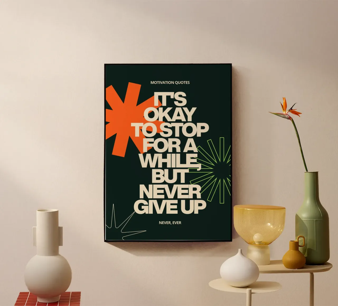 NEVER GIVE UP plexiglass da Daily Motivation