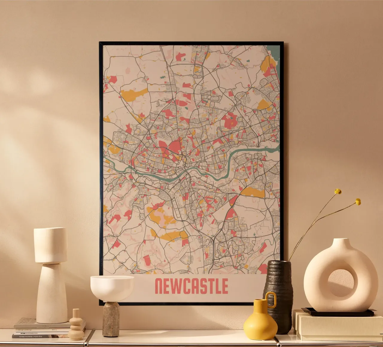 Mapa de la ciudad de Newcastle - Impresión artística con estilo | FineArt Print poster con marco de plástico de MOOODZART