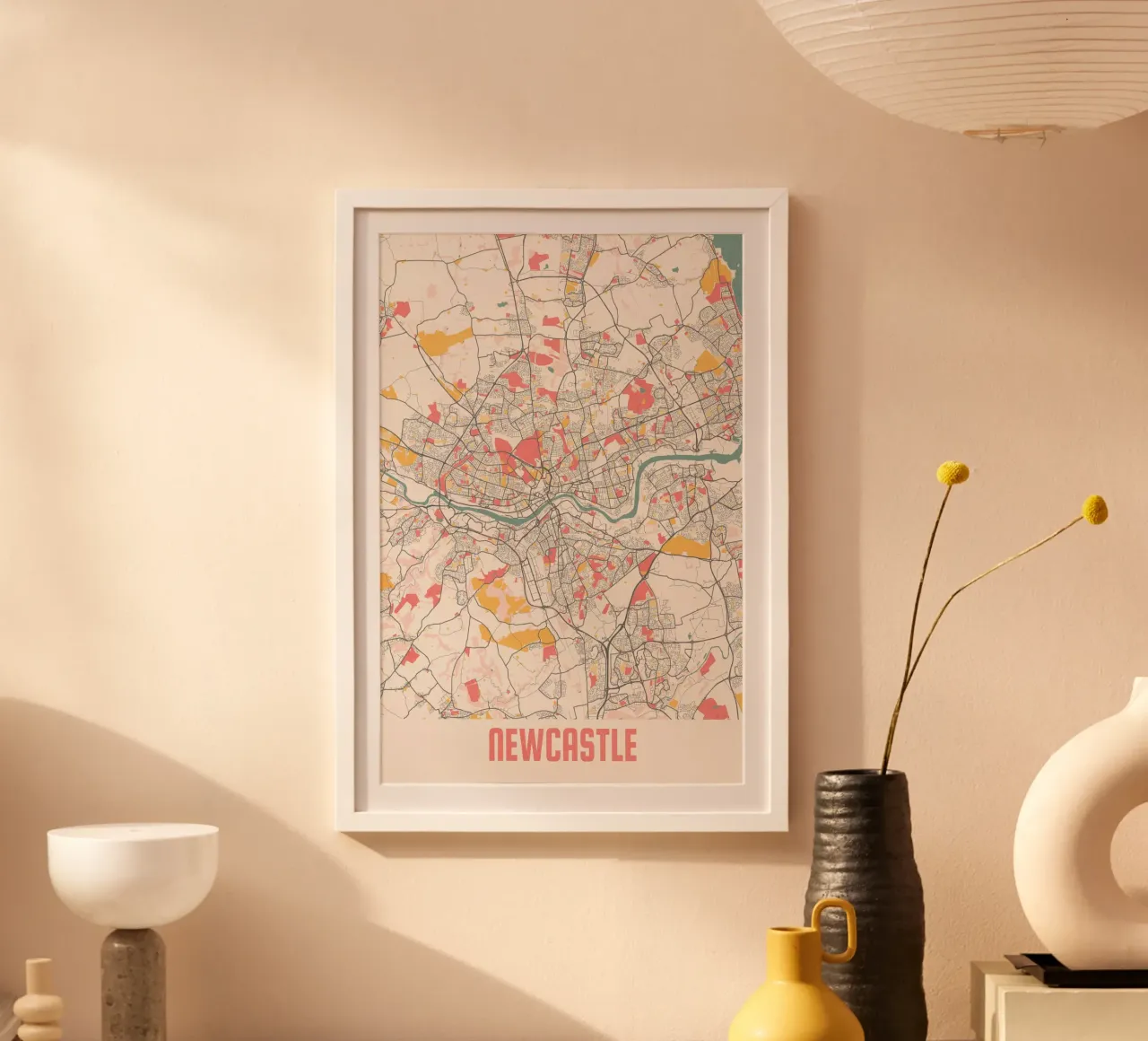 Mapa de la ciudad de Newcastle - Impresión artística con estilo | FineArt Print poster con marco de plástico de MOOODZART