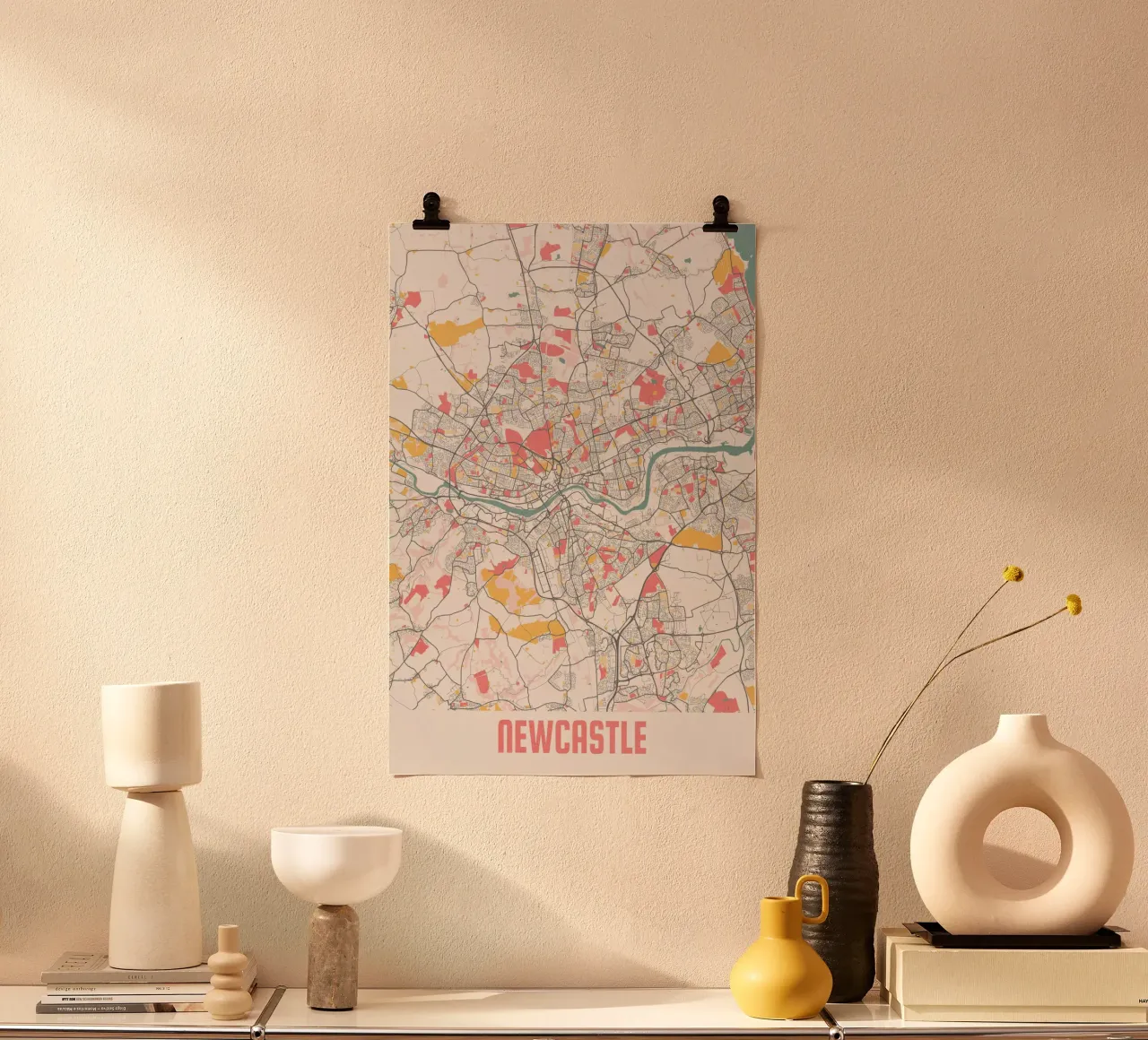 Mapa de la ciudad de Newcastle - Impresión artística con estilo | FineArt Print poster con marco de plástico de MOOODZART