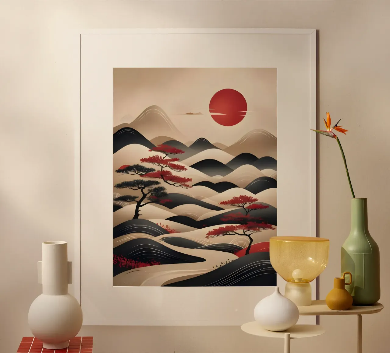 Alba Zen: Un tranquillo paesaggio montano giapponese carta hahnemühle da Artistic-shop