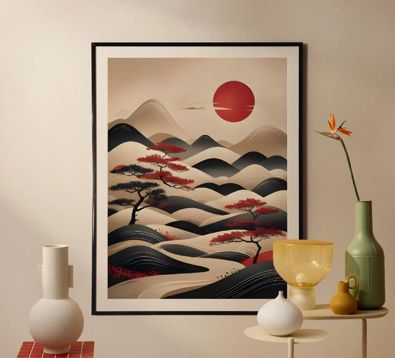 Alba Zen: Un tranquillo paesaggio montano giapponese carta hahnemühle da Artistic-shop