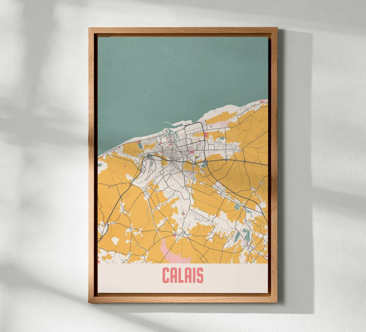 Calais City Map - Stylish Art Print | FineArt Print canvas with Floater frame by MOOODZART