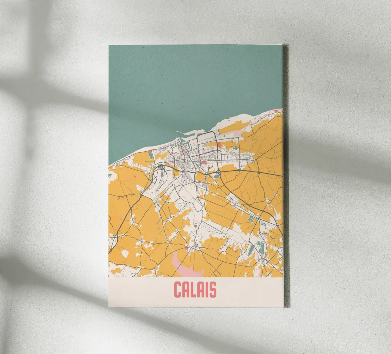 Calais City Map - Stylish Art Print | FineArt Print canvas with Floater frame by MOOODZART