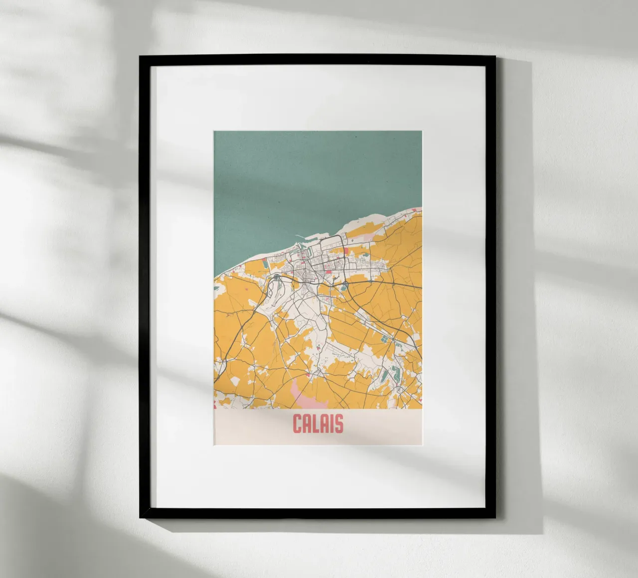 Mappa della città di Calais - Stampa d'arte elegante | FineArt Print poster con telaio in alluminio da MOOODZART