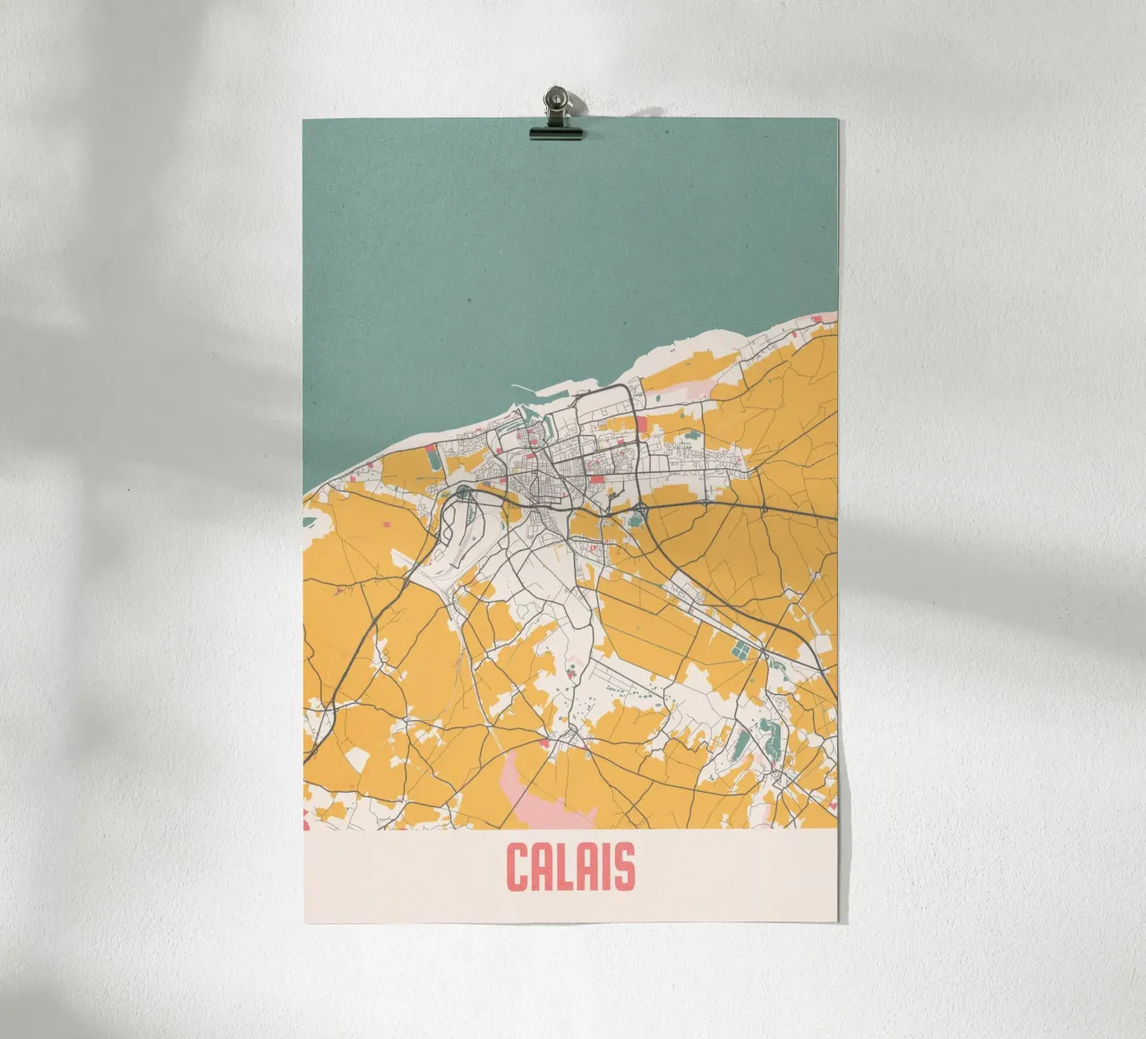 Mappa della città di Calais - Stampa d'arte elegante | FineArt Print poster con telaio in alluminio da MOOODZART