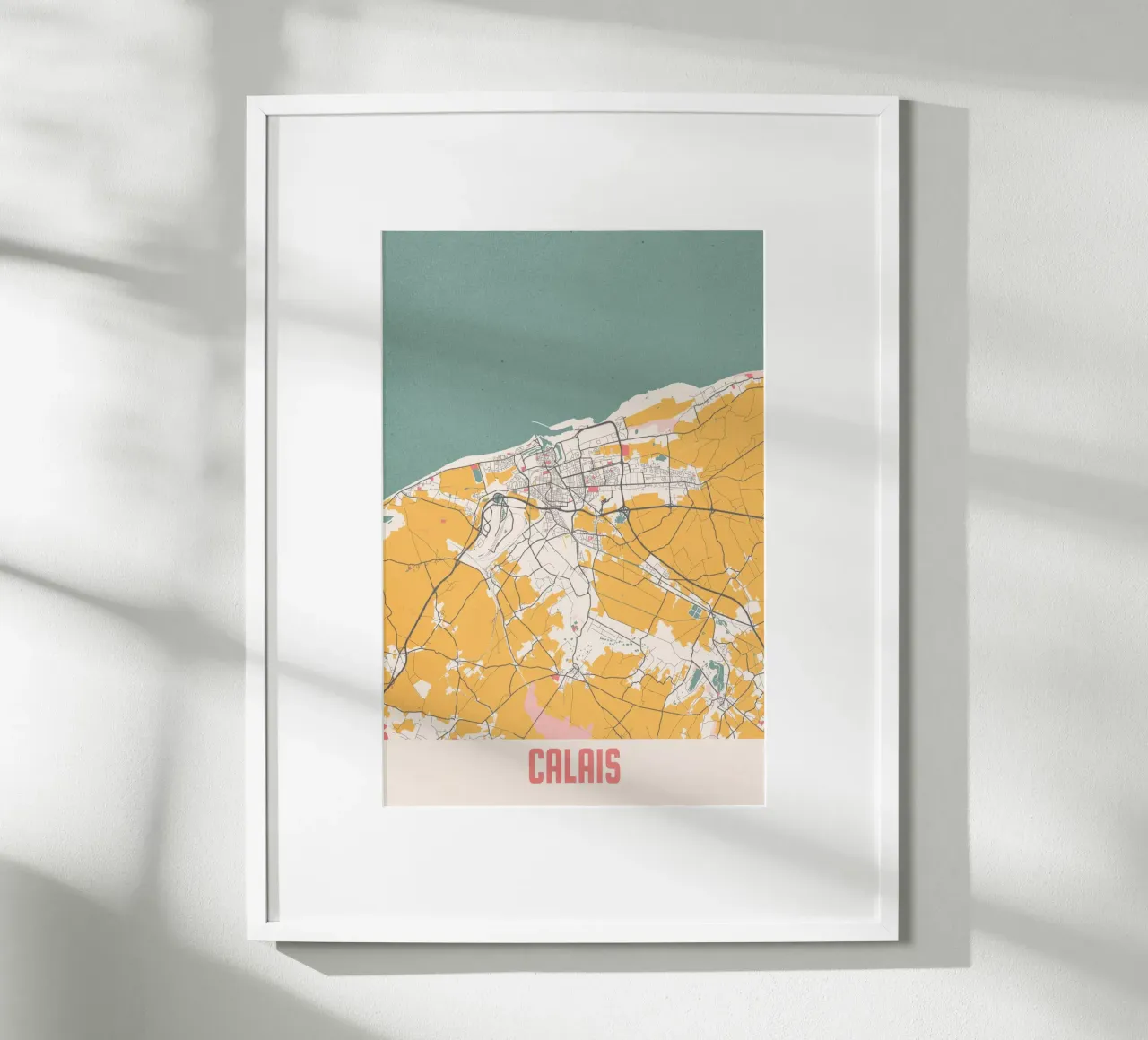 Mappa della città di Calais - Stampa d'arte elegante | FineArt Print poster con telaio in alluminio da MOOODZART