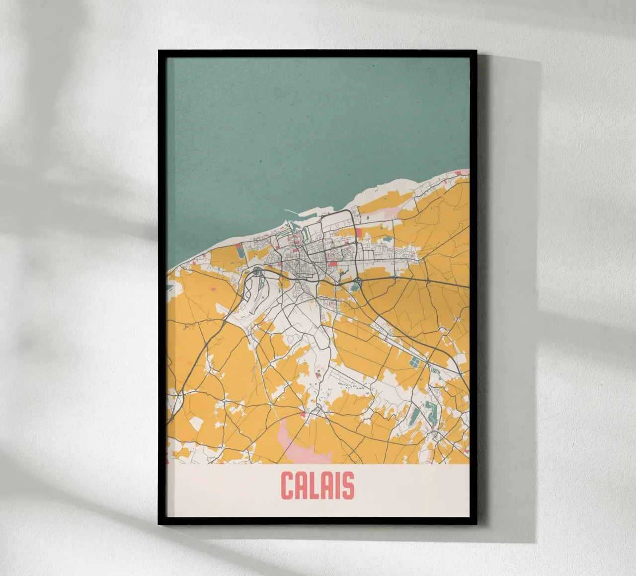 Mappa della città di Calais - Stampa d'arte elegante | FineArt Print poster con telaio in alluminio da MOOODZART