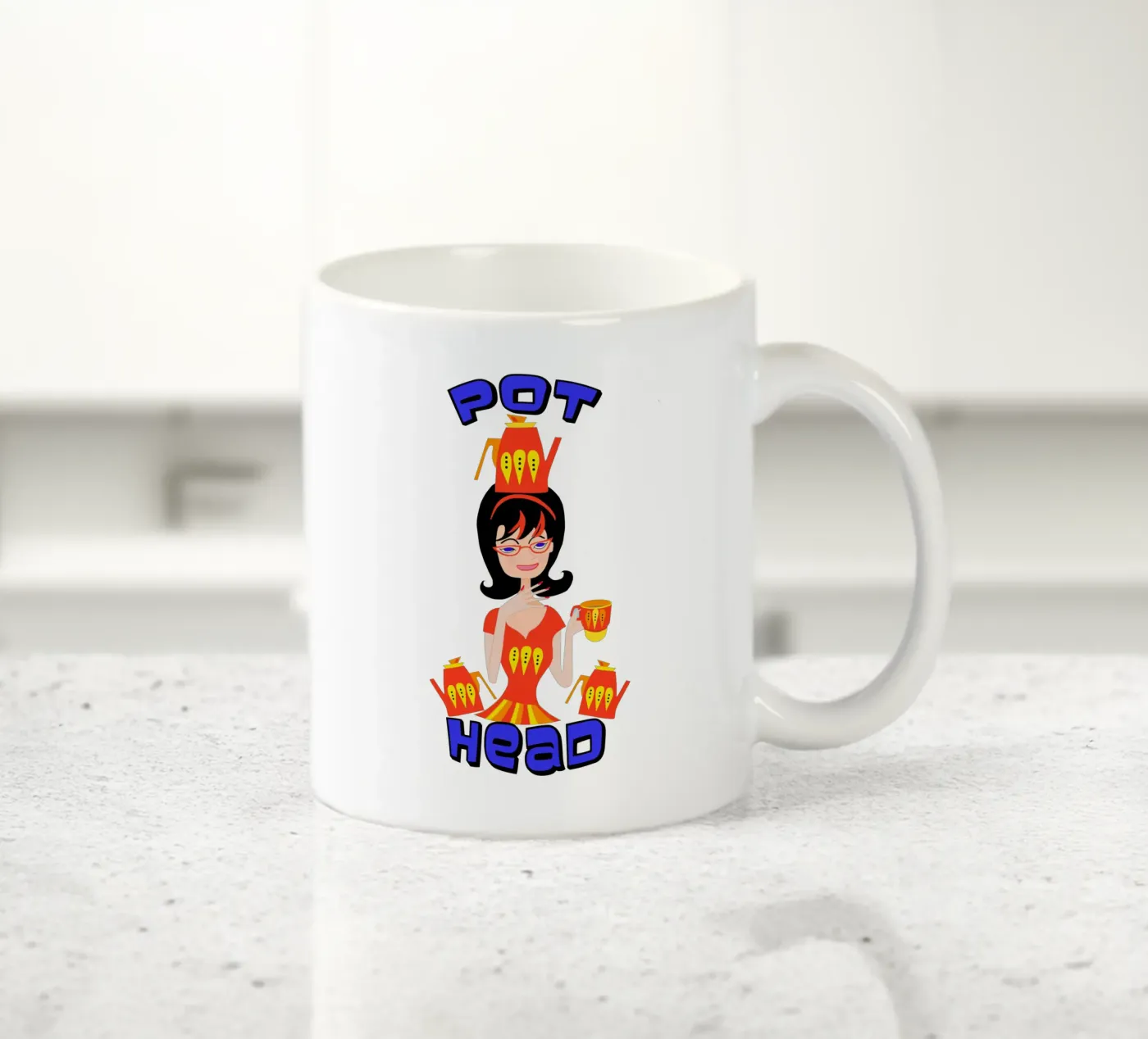 Pot Head ceramic mug by Lynndarakos