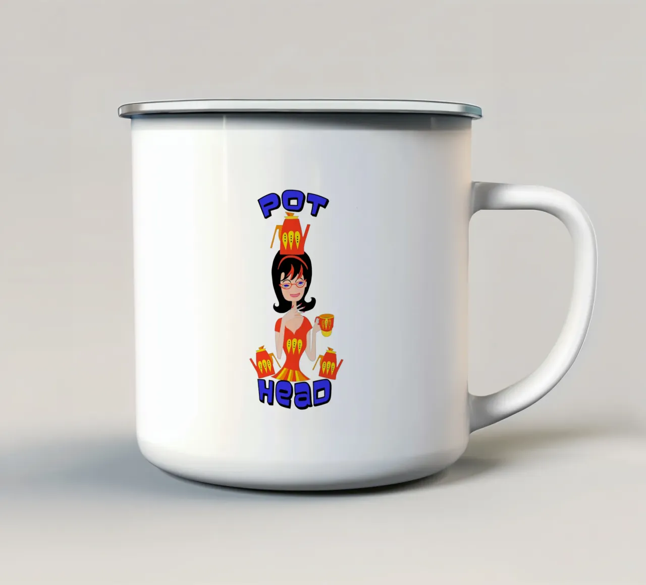 Pot Head tazza in smalto da Lynndarakos