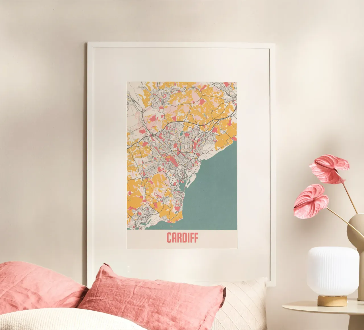 Cardiff City Map - Elegant Art Print | FineArt Print poster by MOOODZART