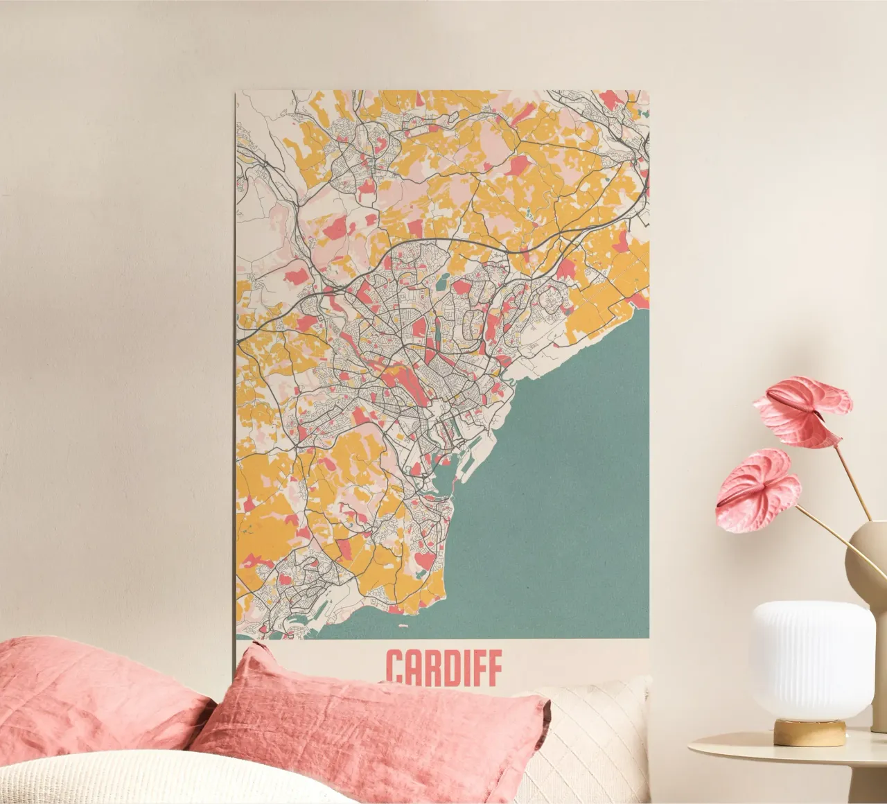 Cardiff City Map - Elegant Art Print | FineArt Print poster by MOOODZART